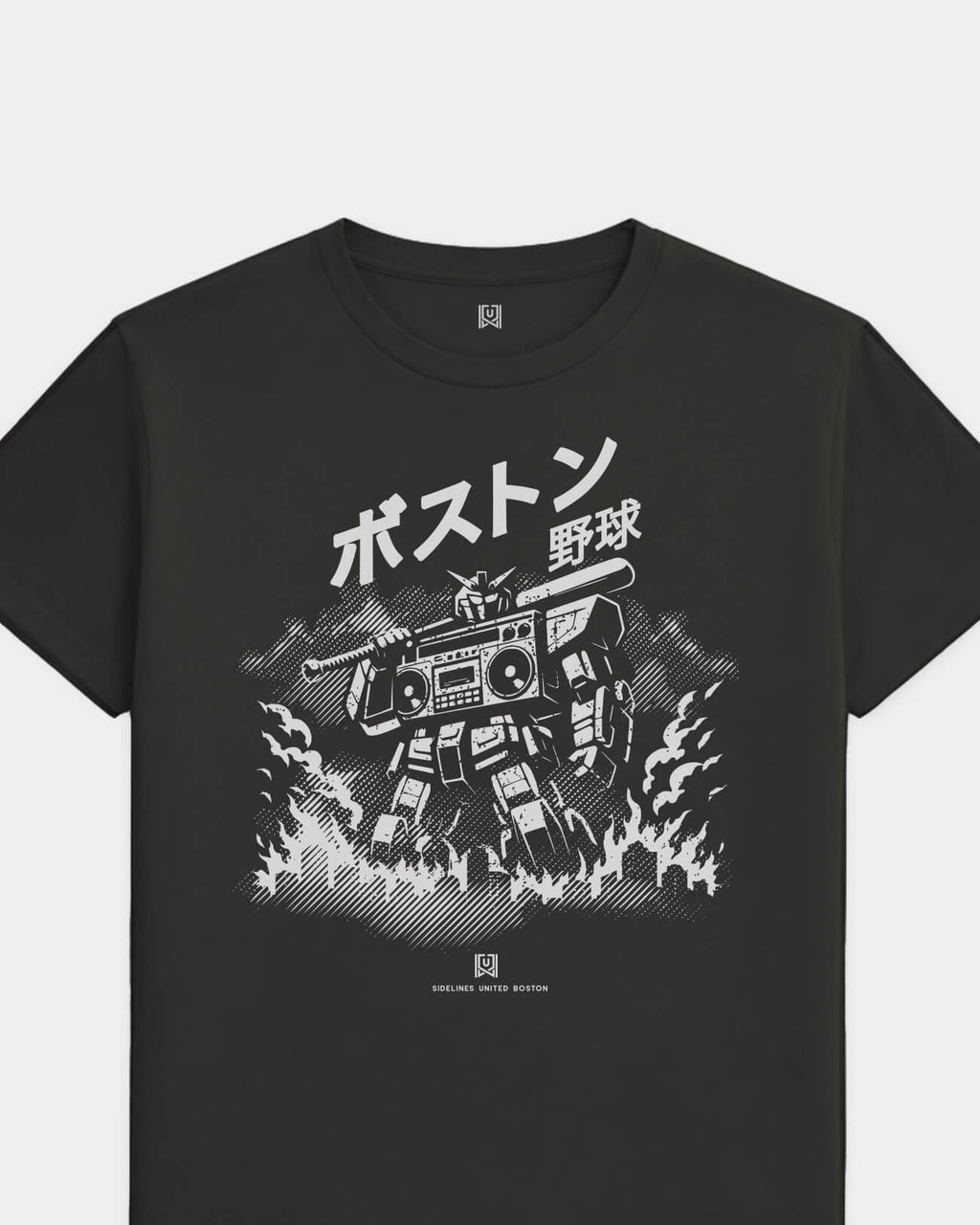 BOS Mech Tee - Washed Black / White - Flatlay