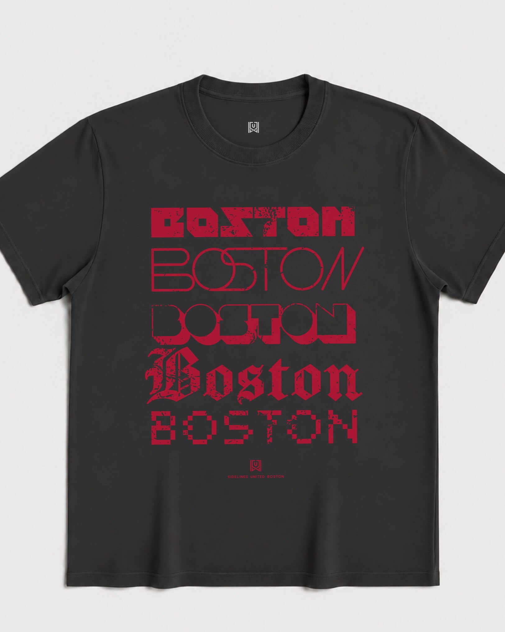 BOS Not Your Type Tee - Washed Black / Red - Flatlay