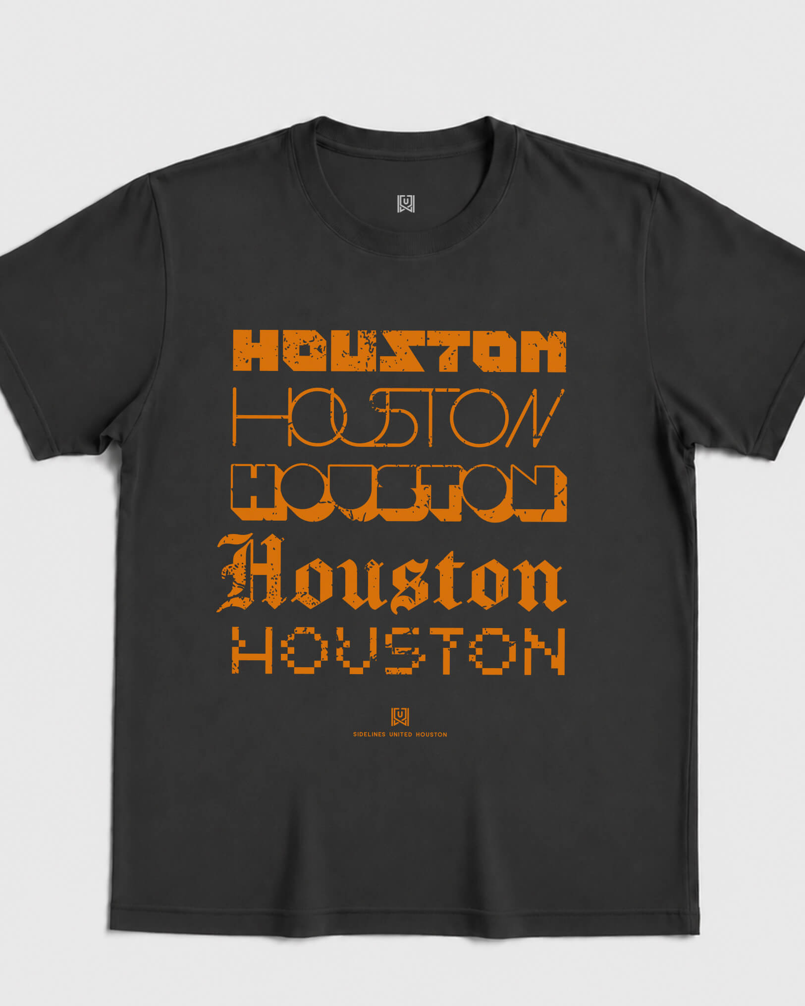 HOU Not Your Type Tee - Washed Black / Orange - Flatlay