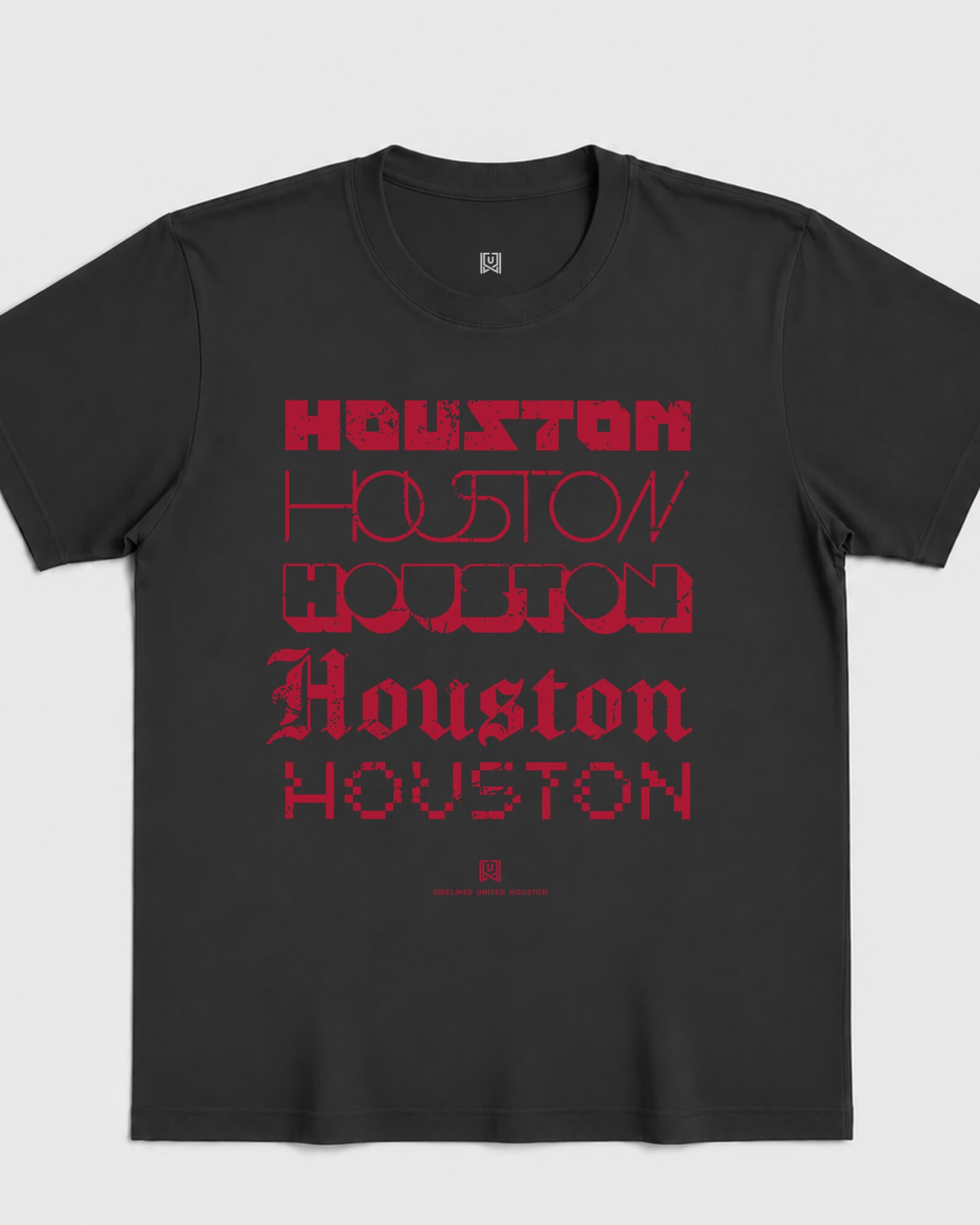HOU Not Your Type Tee - Washed Black / Red - Flatlay