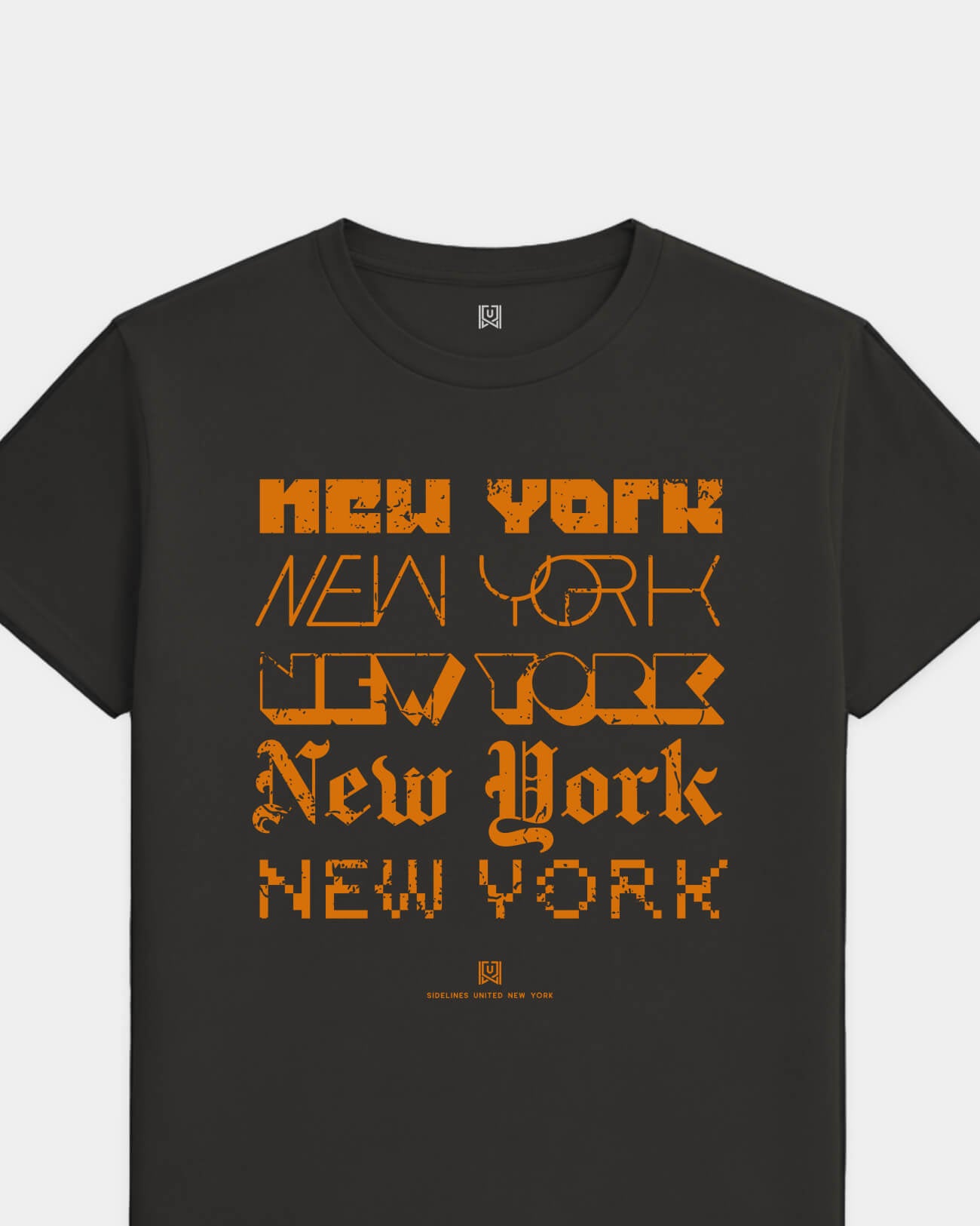 NY Not Your Type Tee - Washed Black / Orange - Flatlay