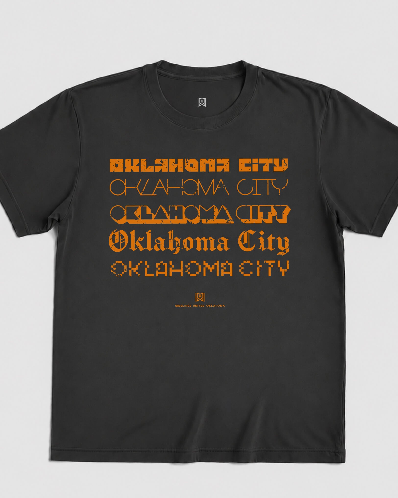 OKC Not Your Type Tee - Washed Black / Orange - Flatlay