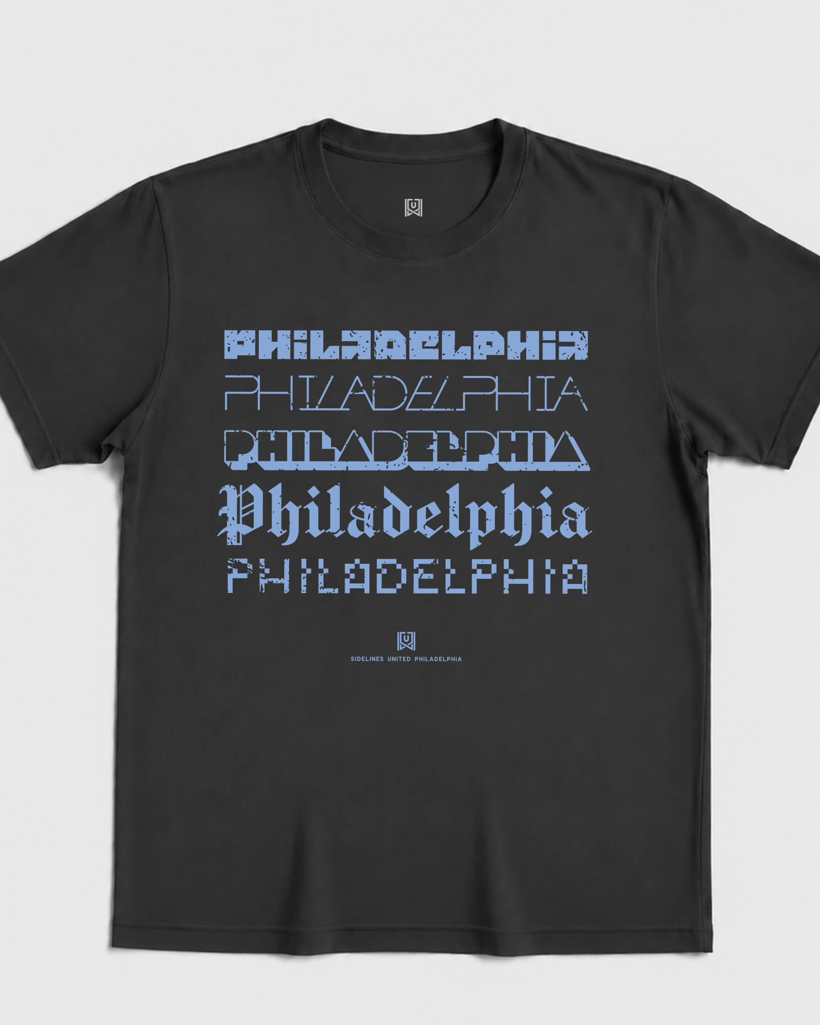 Philly Not Your Type Tee - Washed Black / Blue - Flatlay