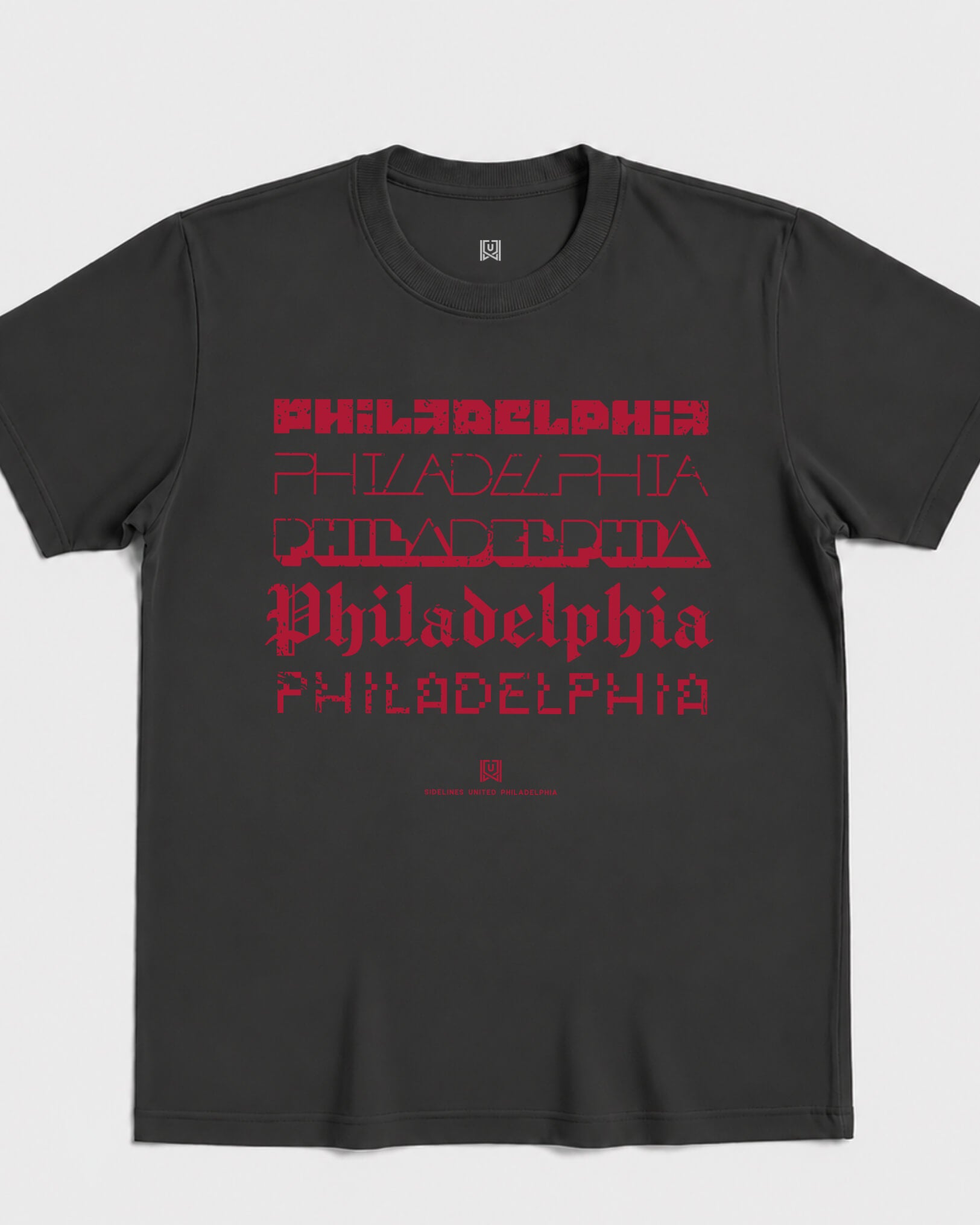 Philly Not Your Type Tee - Washed Black / Red - Flatlay