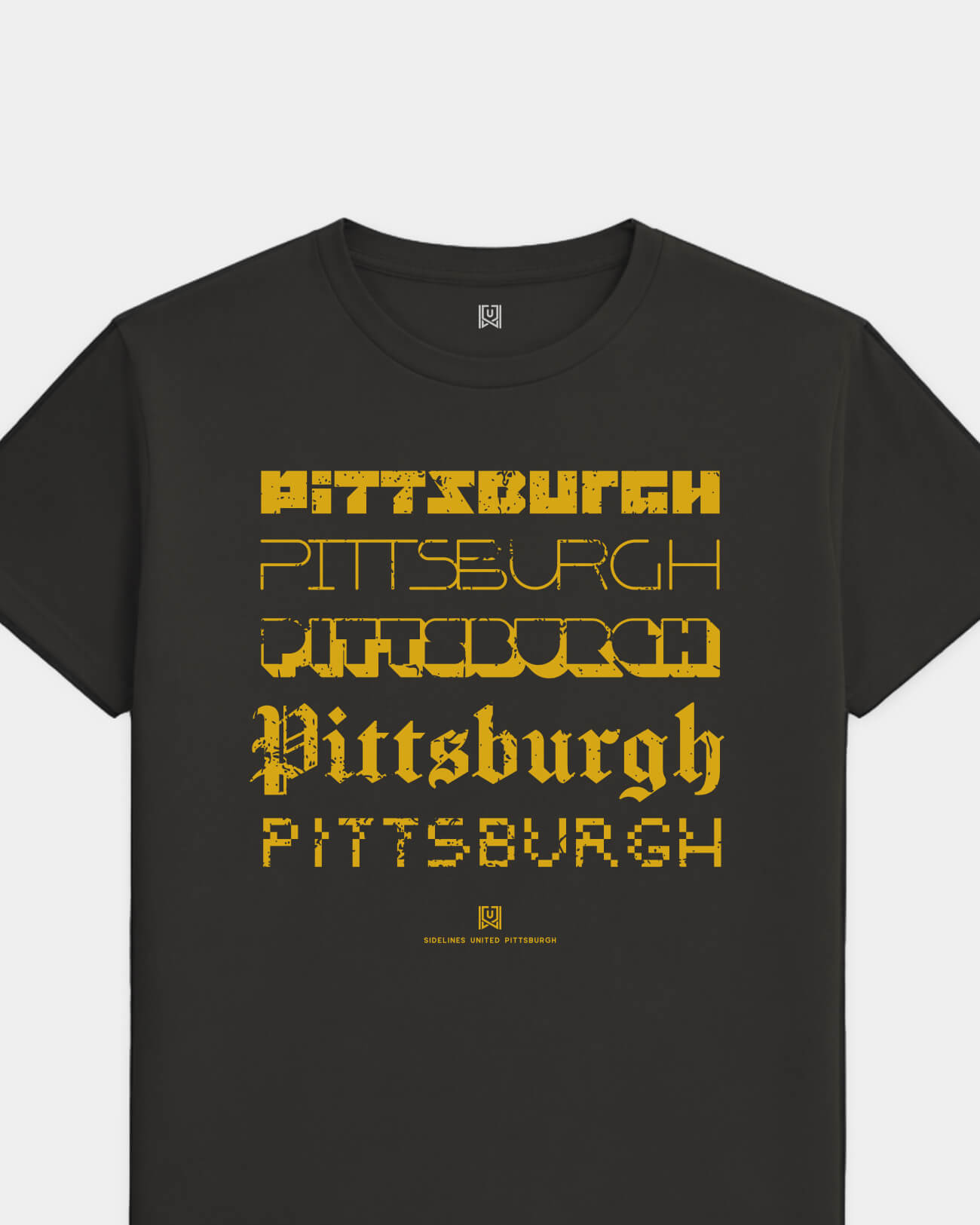 PGH Not Your Type Tee - Washed Black / Gold - Flatlay