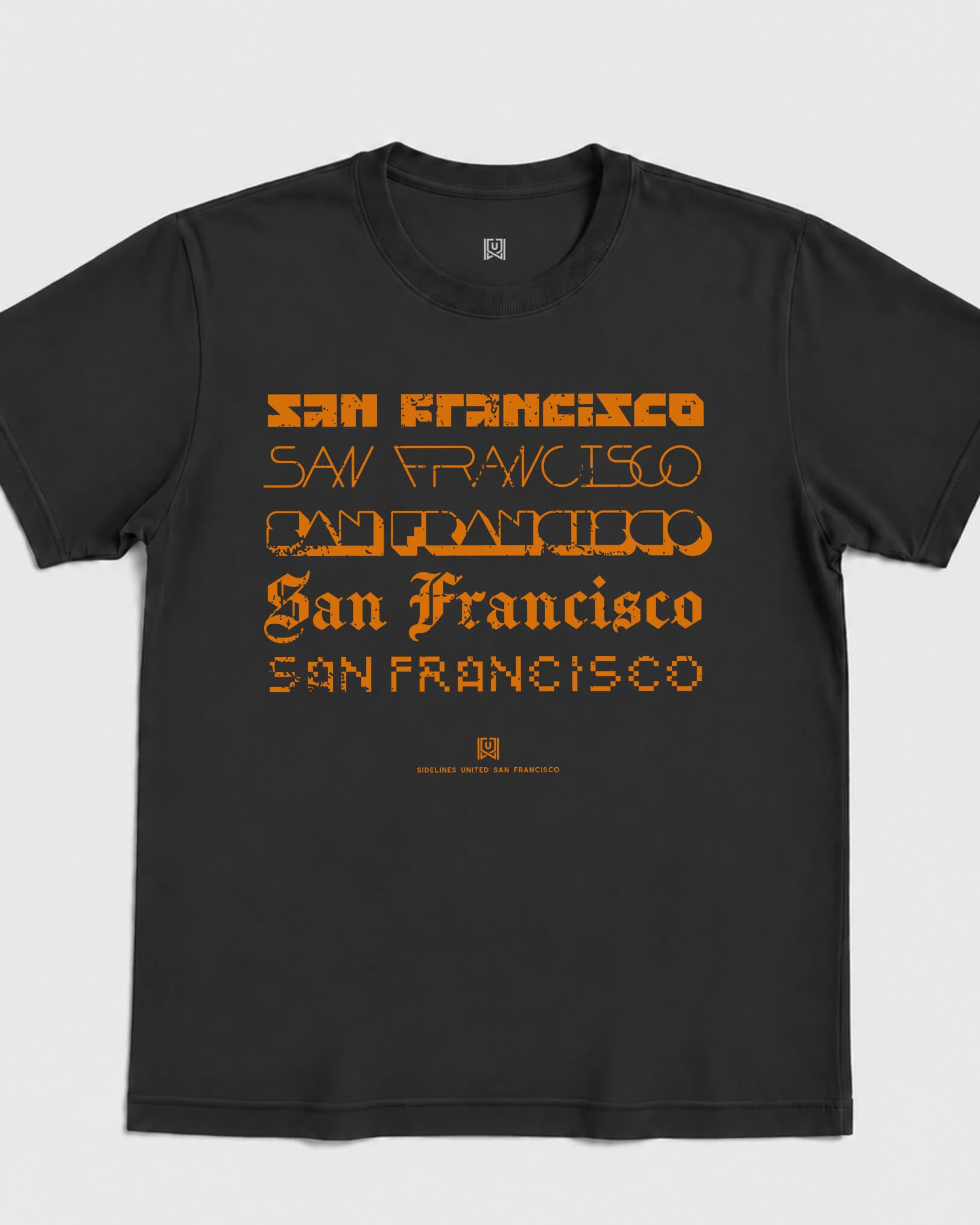 SF Not Your Type Tee - Washed Black / Orange - Flatlay