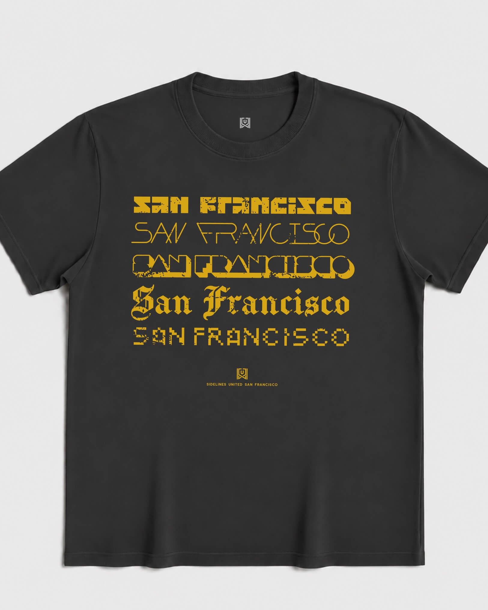 SF Not Your Type Tee - Washed Black / Gold - Flatlay