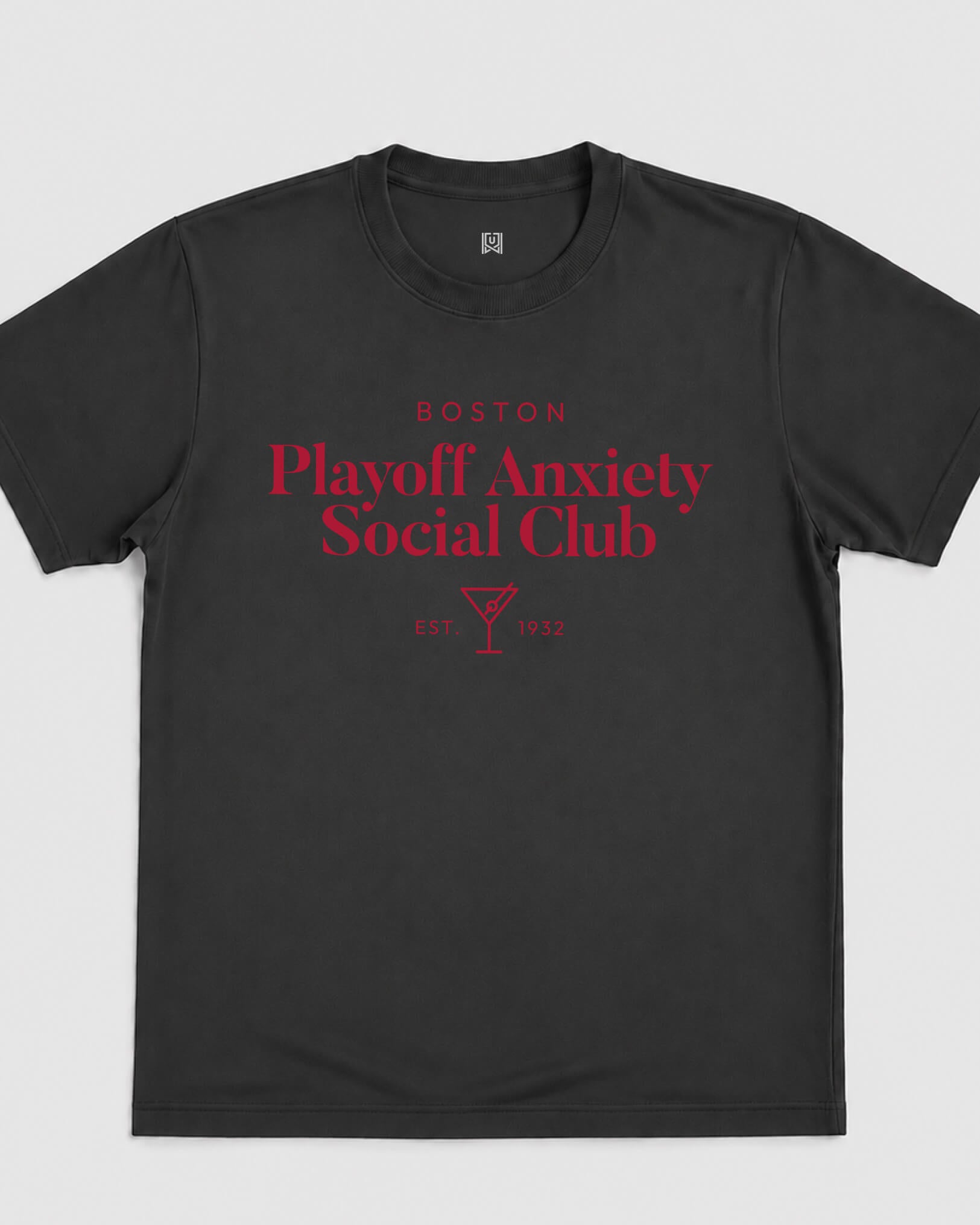 BOS Playoff Anxiety Classy Tee - Washed Black / Red - Flatlay