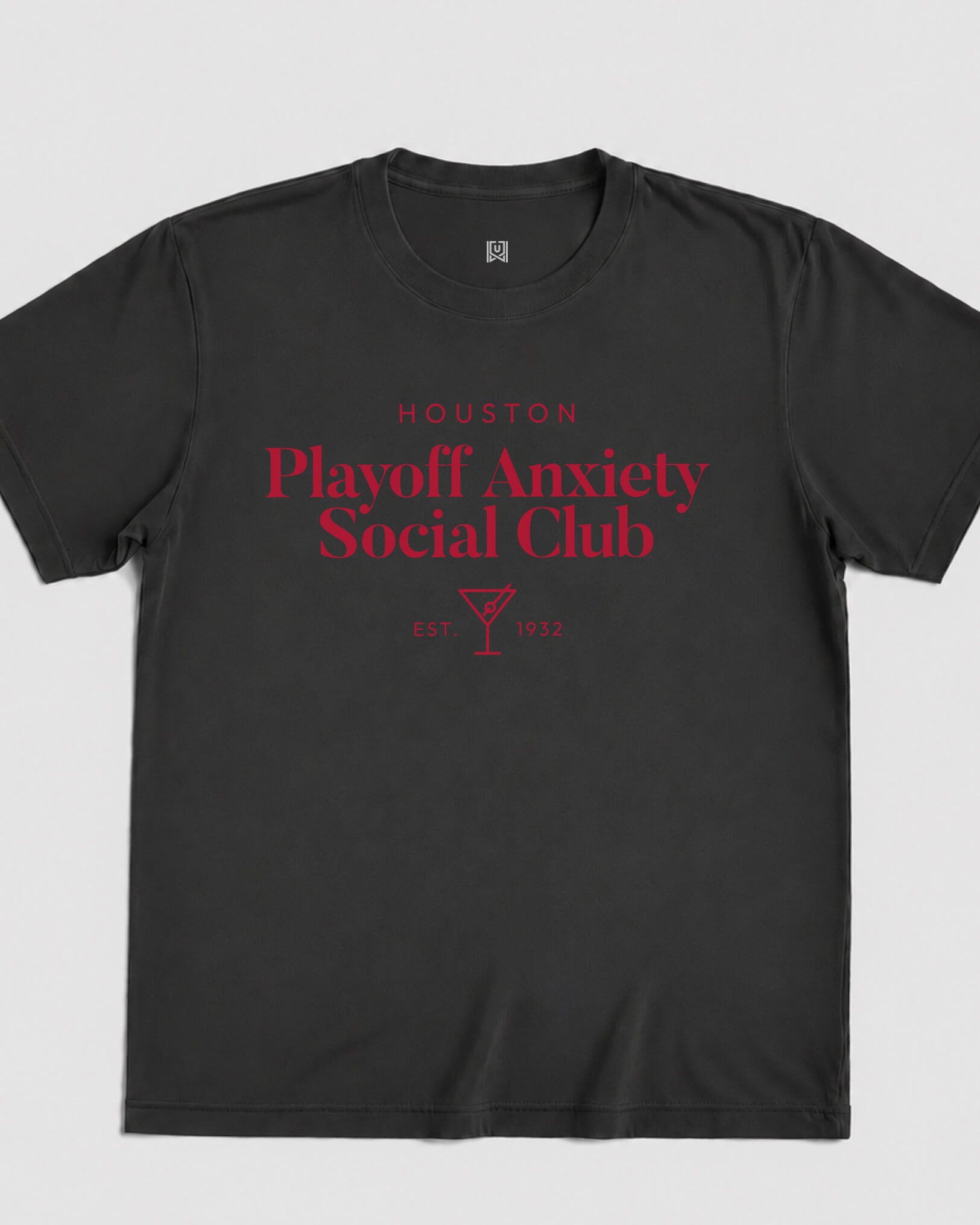 HOU Playoff Anxiety Classy Tee - Washed Black / Red - Flatlay