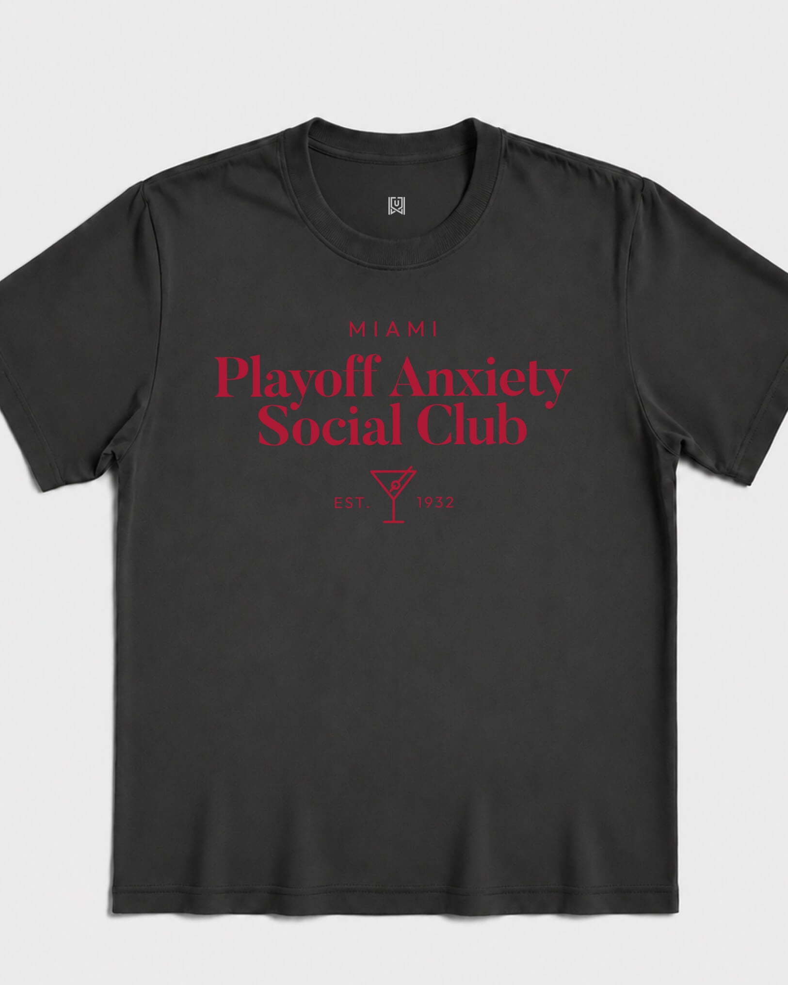 MIA Playoff Anxiety Classy Tee - Washed Black / Red - Flatlay