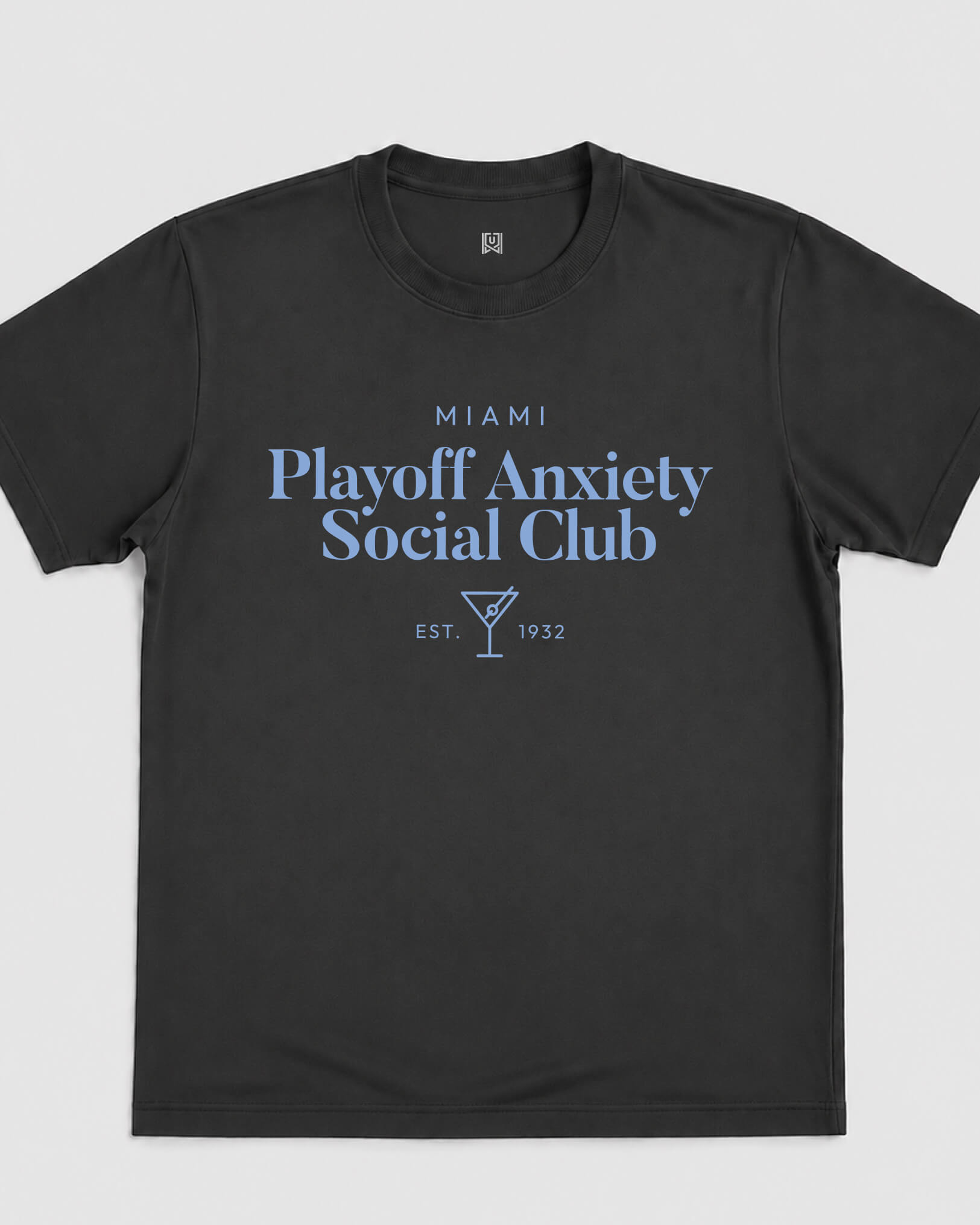 MIA Playoff Anxiety Classy Tee - Washed Black / Blue - Flatlay