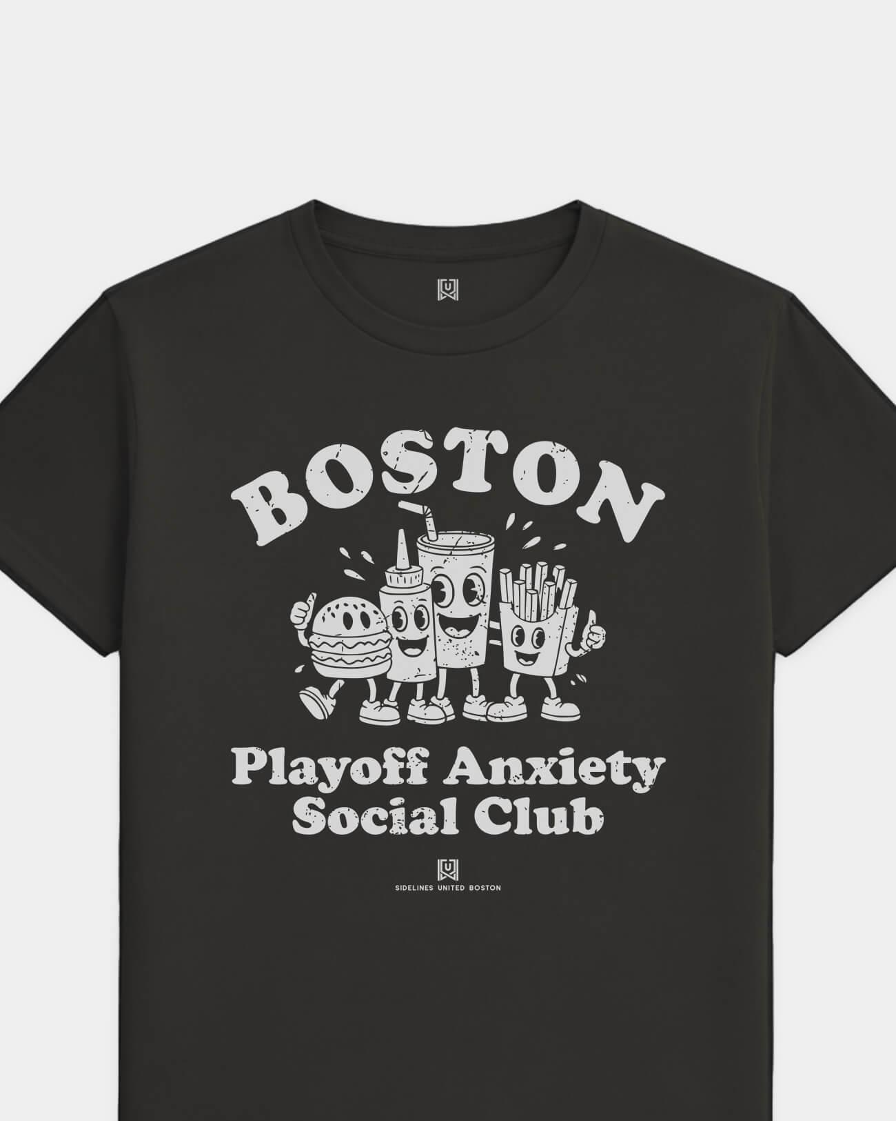 BOS Playoff Anxiety Friends Tee - Washed Black / White - Flatlay