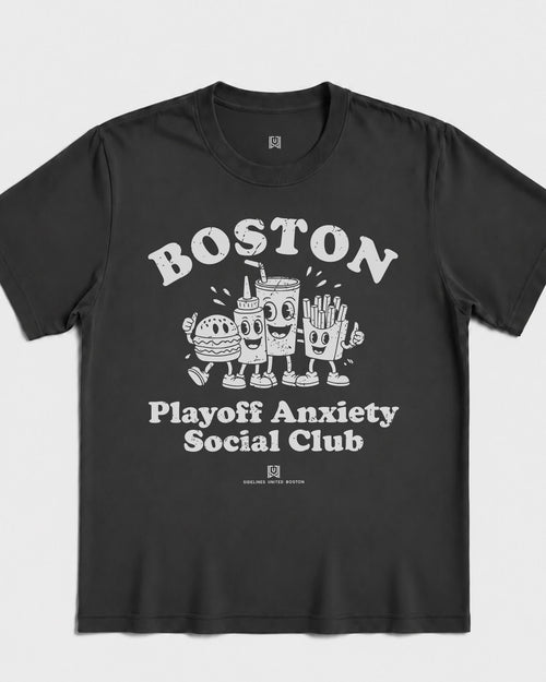 BOS Playoff Anxiety Friends Tee - Washed Black / White - Flatlay