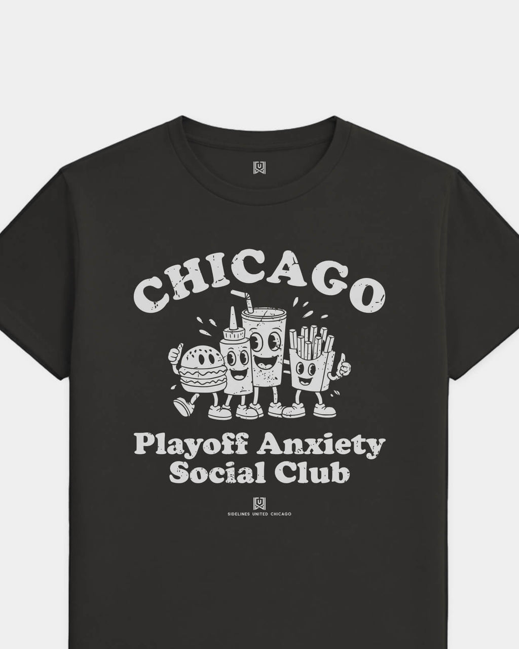 CHI Playoff Anxiety Friends Tee - Washed Black / White - Flatlay