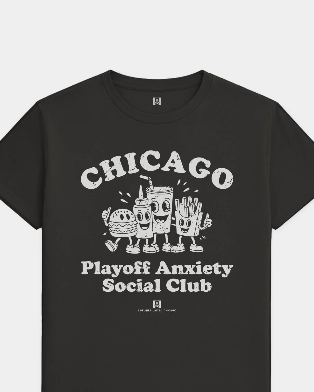 CHI Playoff Anxiety Friends Tee - Washed Black / White - Flatlay