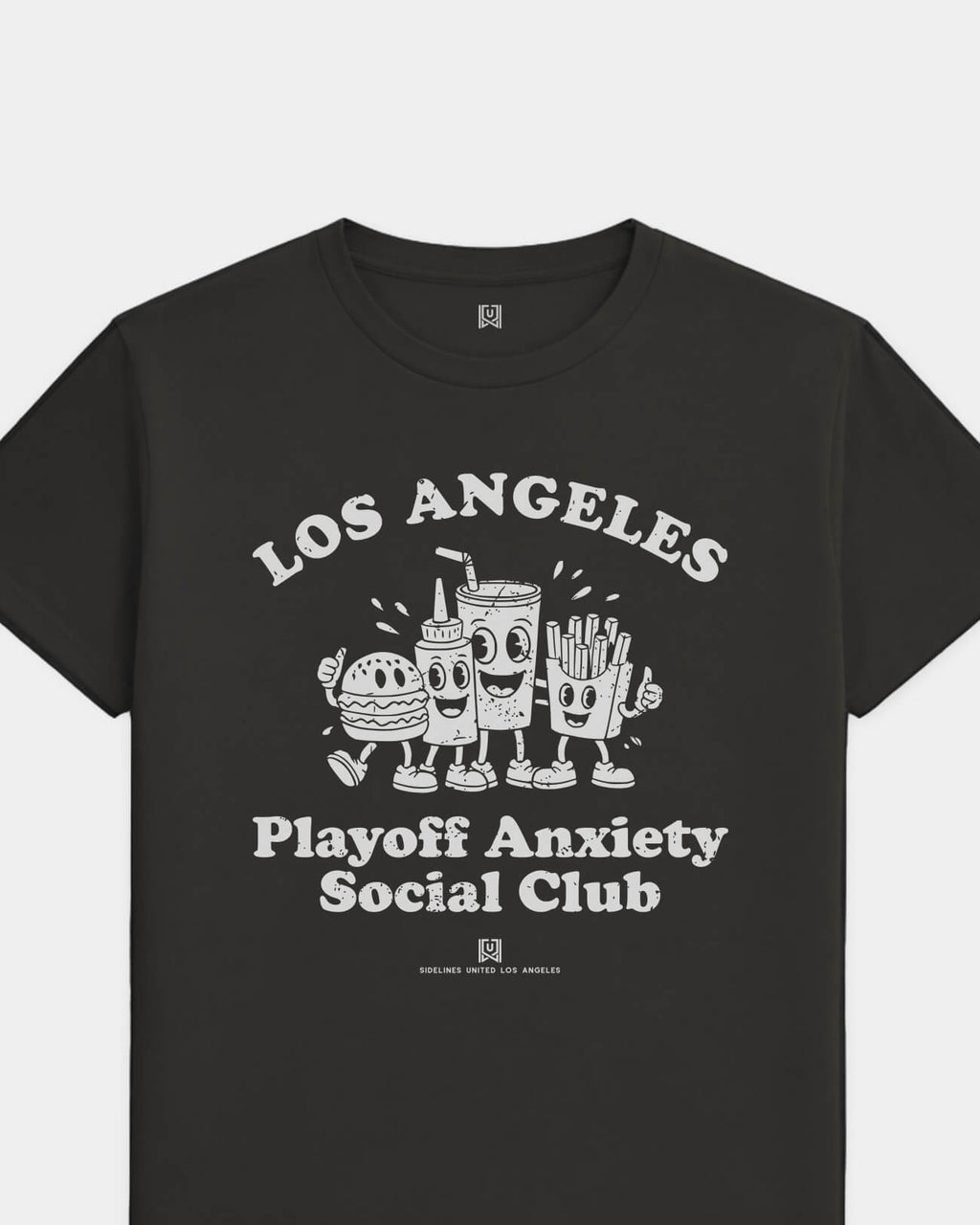 LA Playoff Anxiety Friends Tee - Washed Black / White - Flatlay
