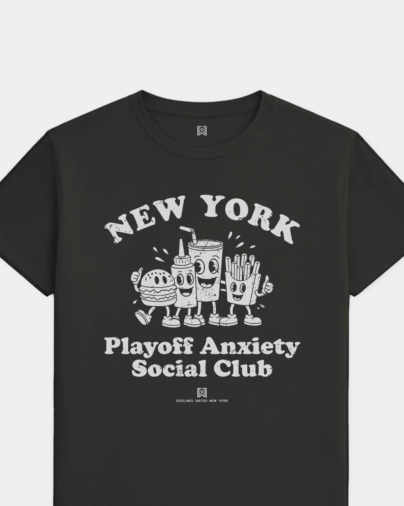 NY Playoff Anxiety Friends Tee - Washed Black / White - Flatlay