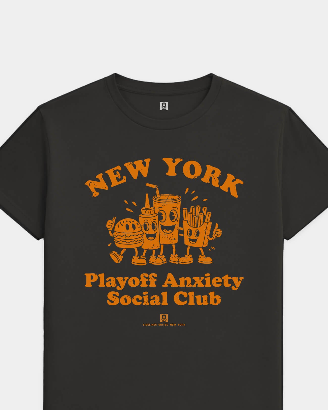 Playoff Anxiety Friends All Sports New York Team On Washed Black flatlay