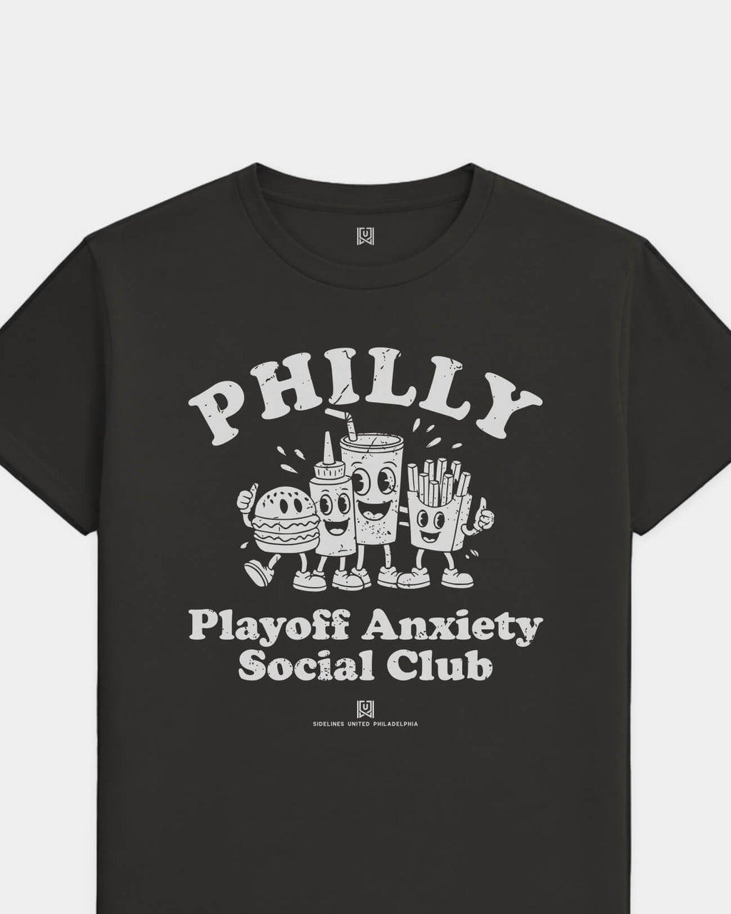Philly Playoff Anxiety Friends Tee - Washed Black / White - Flatlay