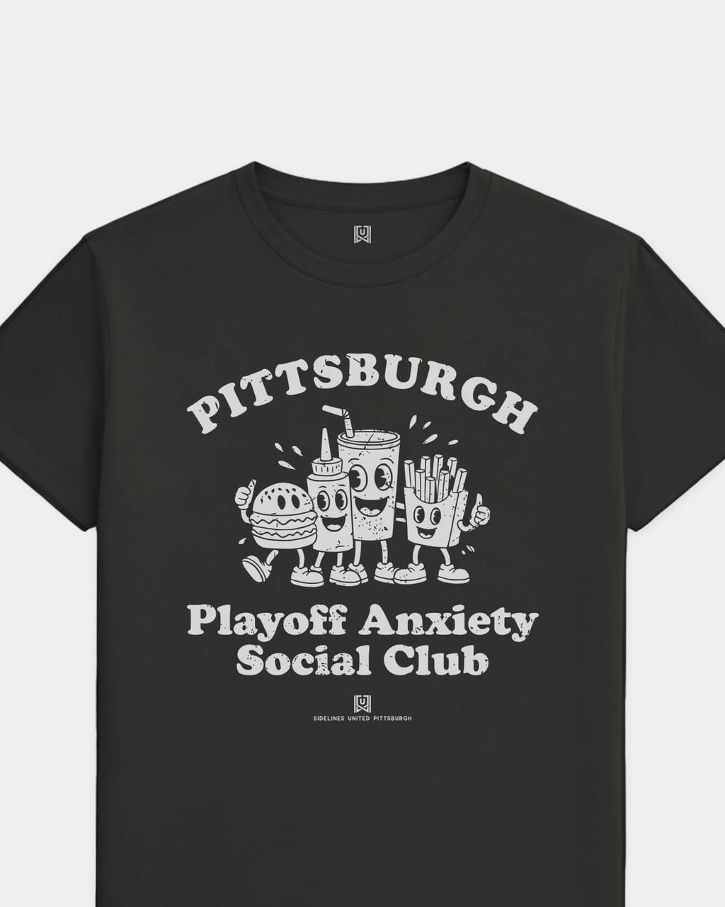 PGH Playoff Anxiety Friends Tee - Washed Black / White - Flatlay