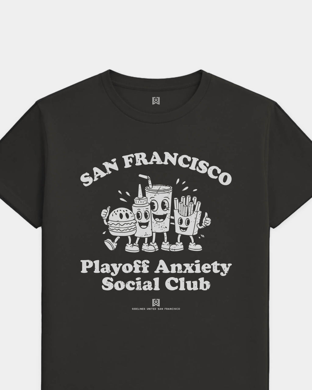 SF Playoff Anxiety Friends Tee - Washed Black / White - Flatlay
