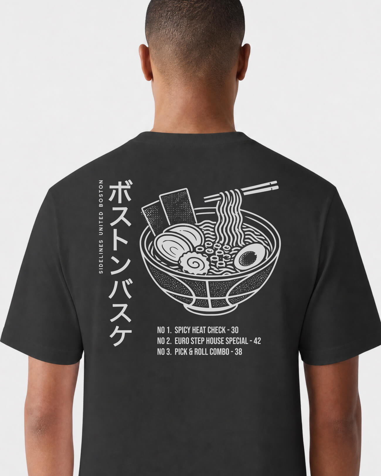 BOS Ramen Tee - Washed Black / White - Flatlay