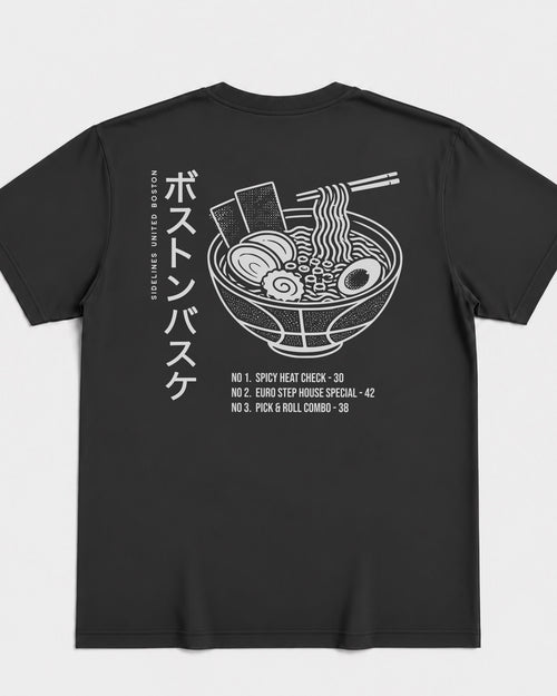 BOS Ramen Tee - Washed Black / White - Flatlay