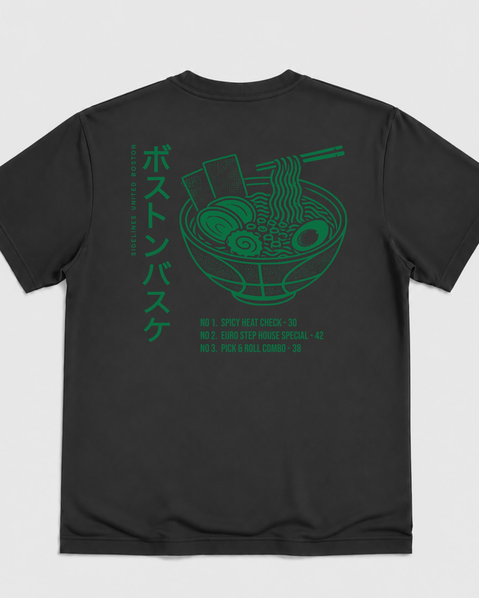 BOS Ramen Tee - Washed Black / Green - Flatlay