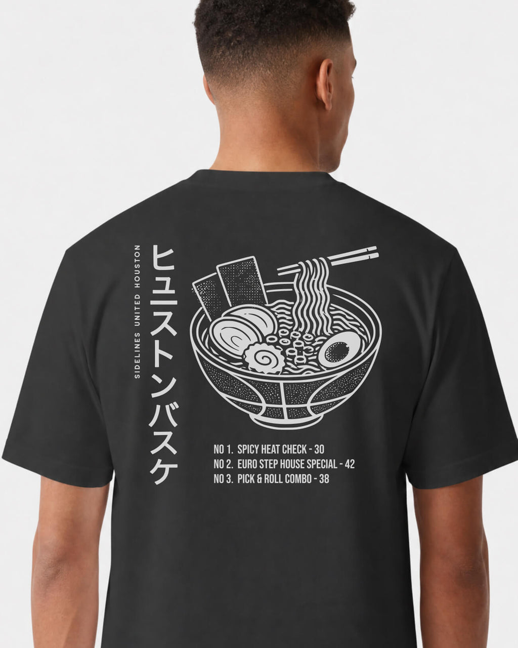 HOU Ramen Tee - Washed Black / White - Flatlay