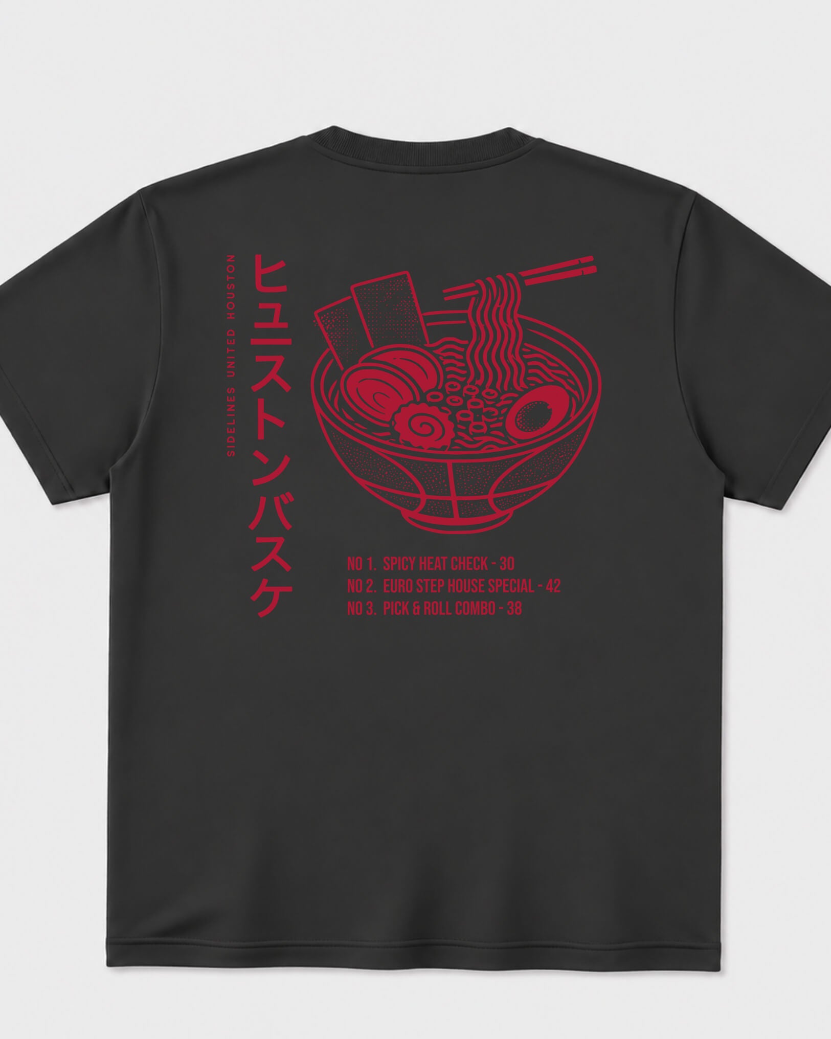 HOU Ramen Tee - Washed Black / Red - Flatlay