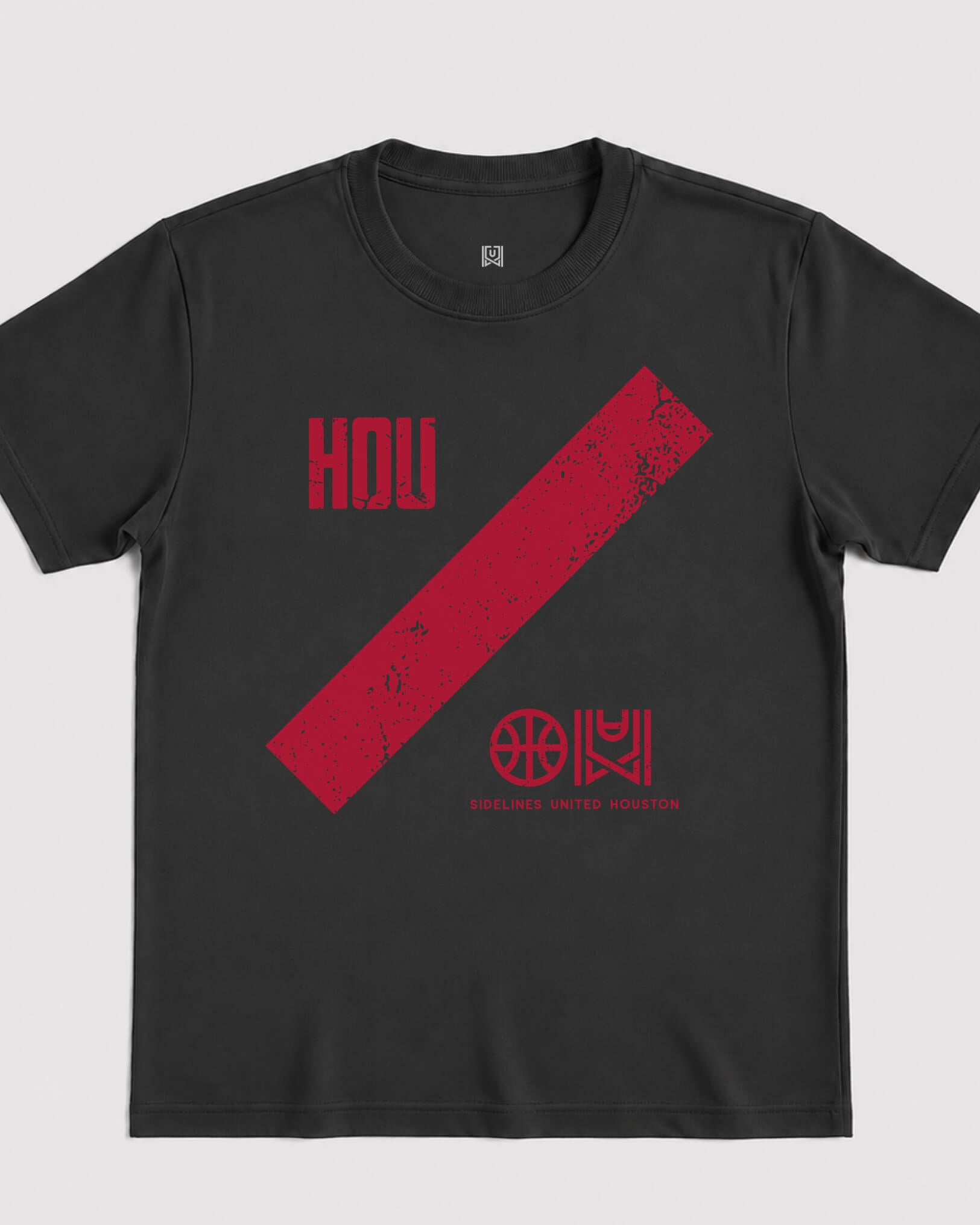 HOU Slash Tee - Washed Black / Red - Flatlay