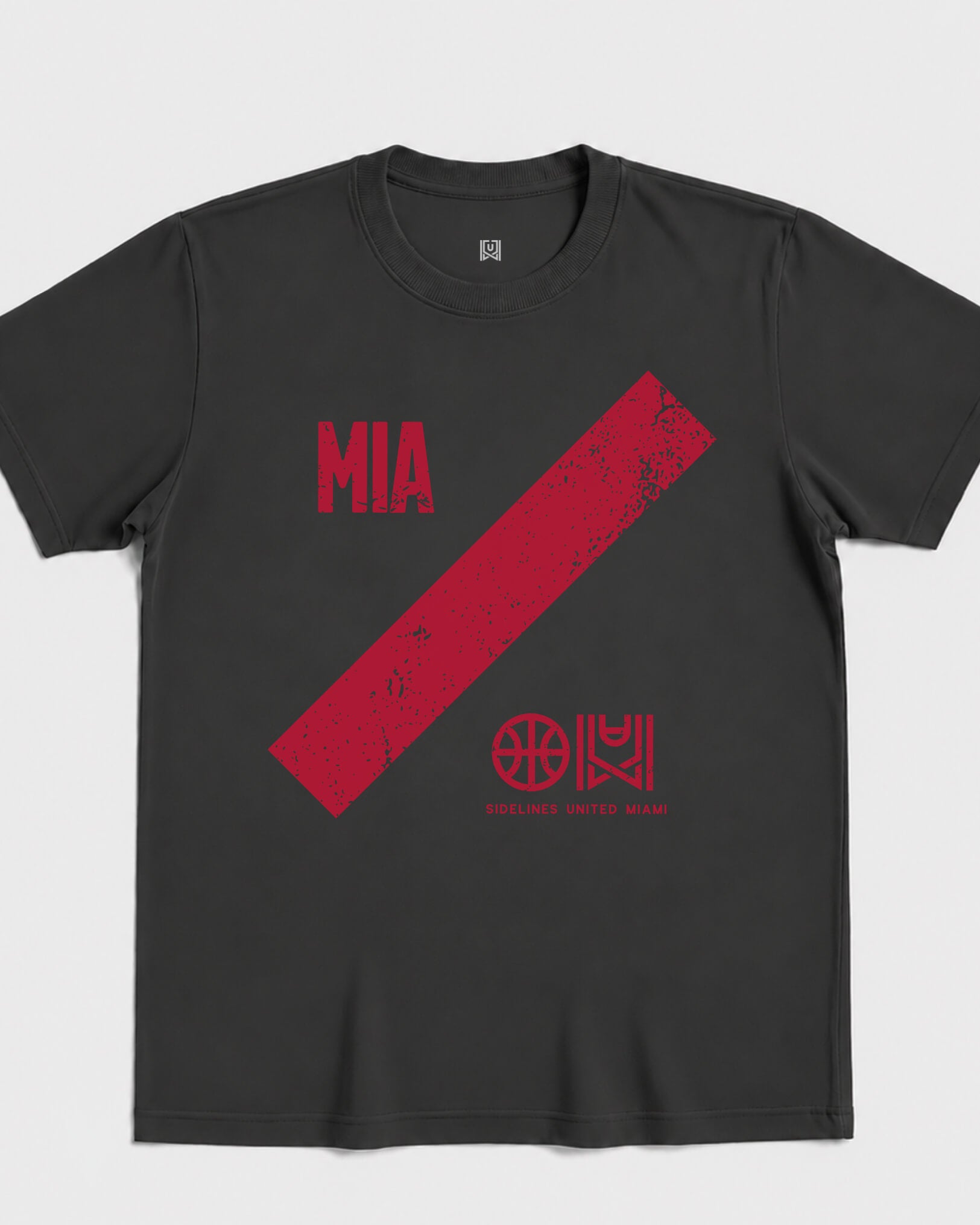 MIA Slash Tee - Washed Black / Red - Flatlay