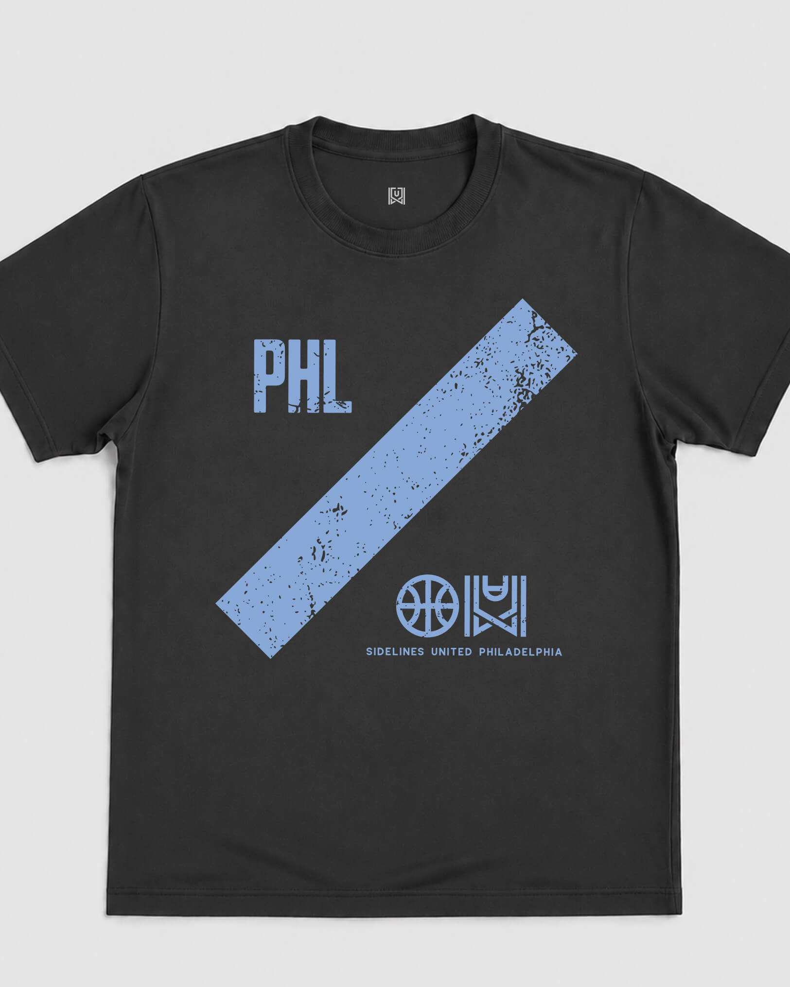 Philly Slash Tee - Washed Black / Blue - Flatlay