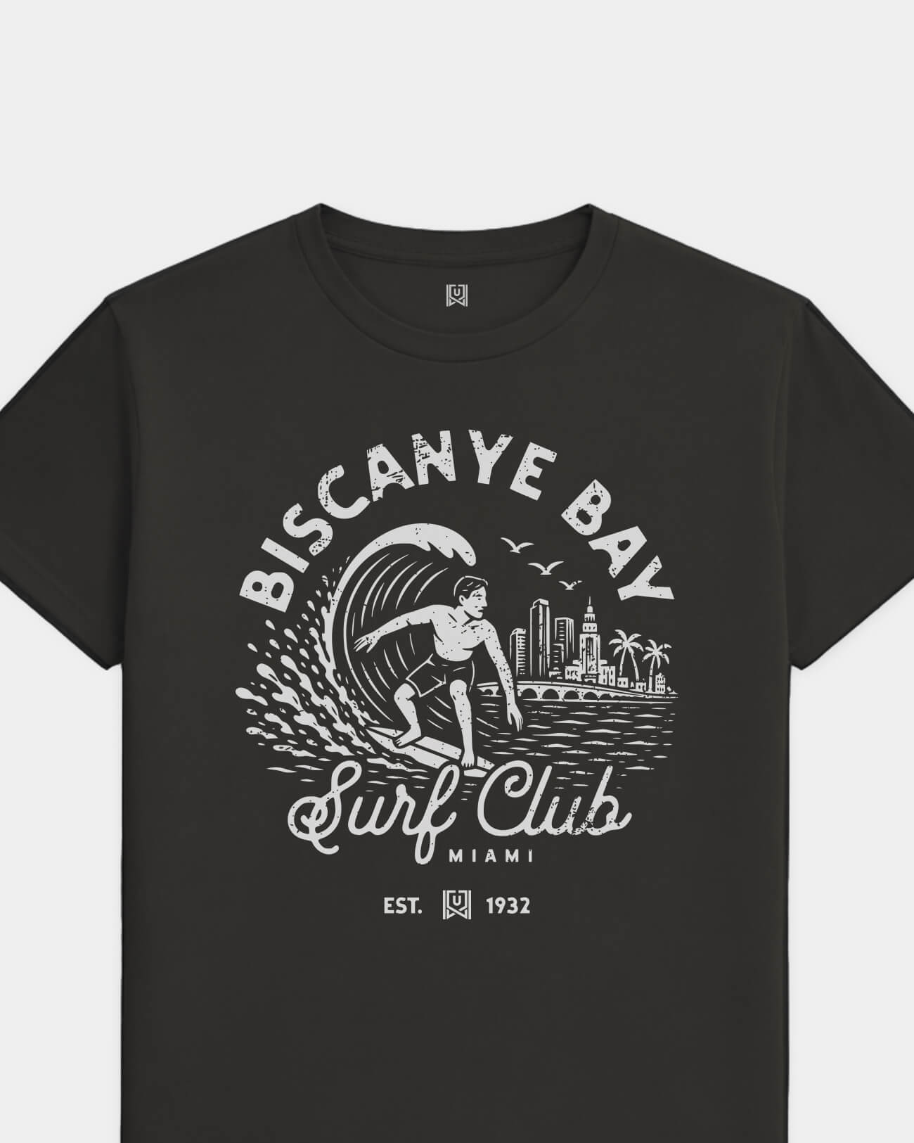 MIA Surf Club Tee - Washed Black / White - Flatlay