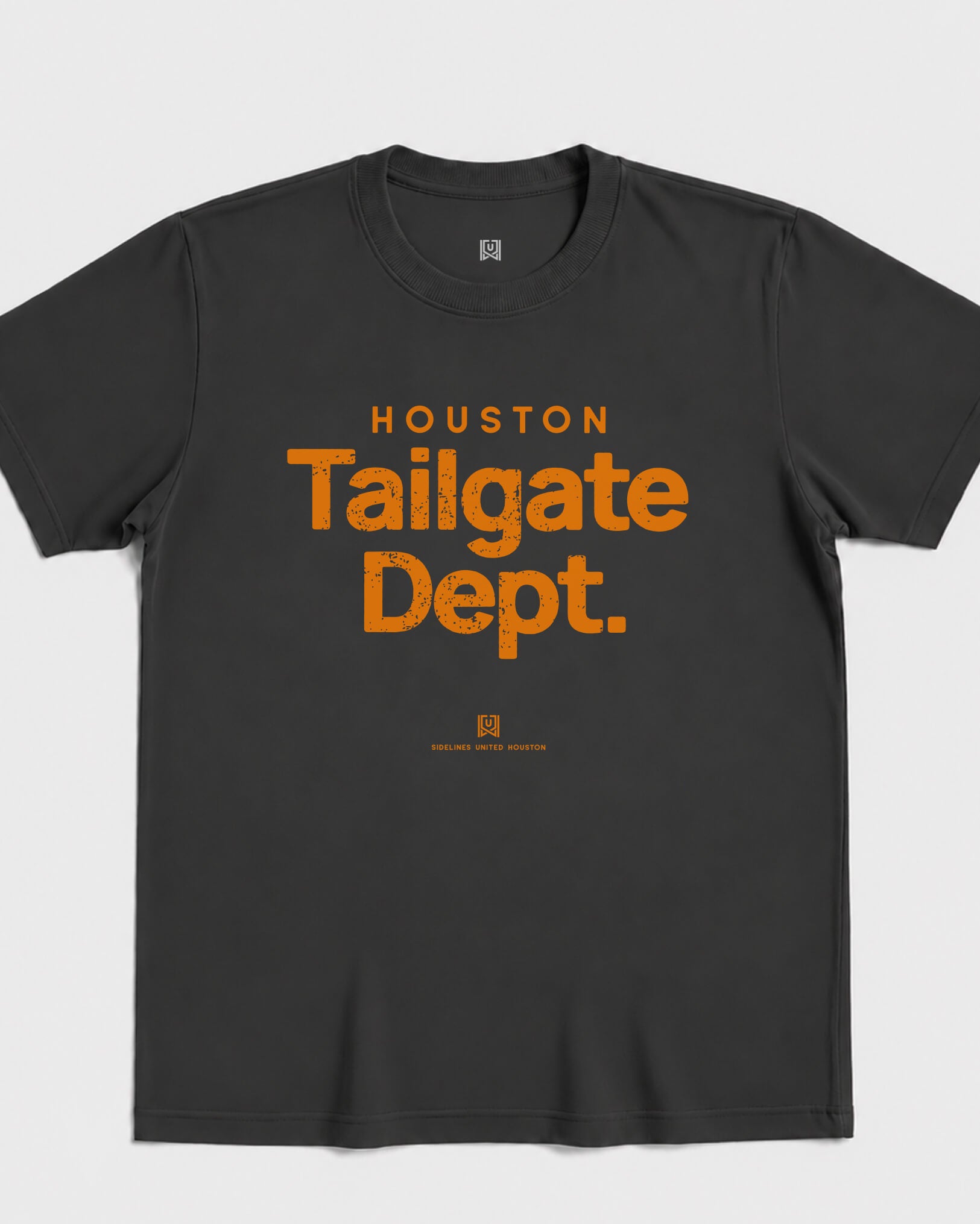 HOU Tailgate Dept Tee - Washed Black / Orange - Flatlay