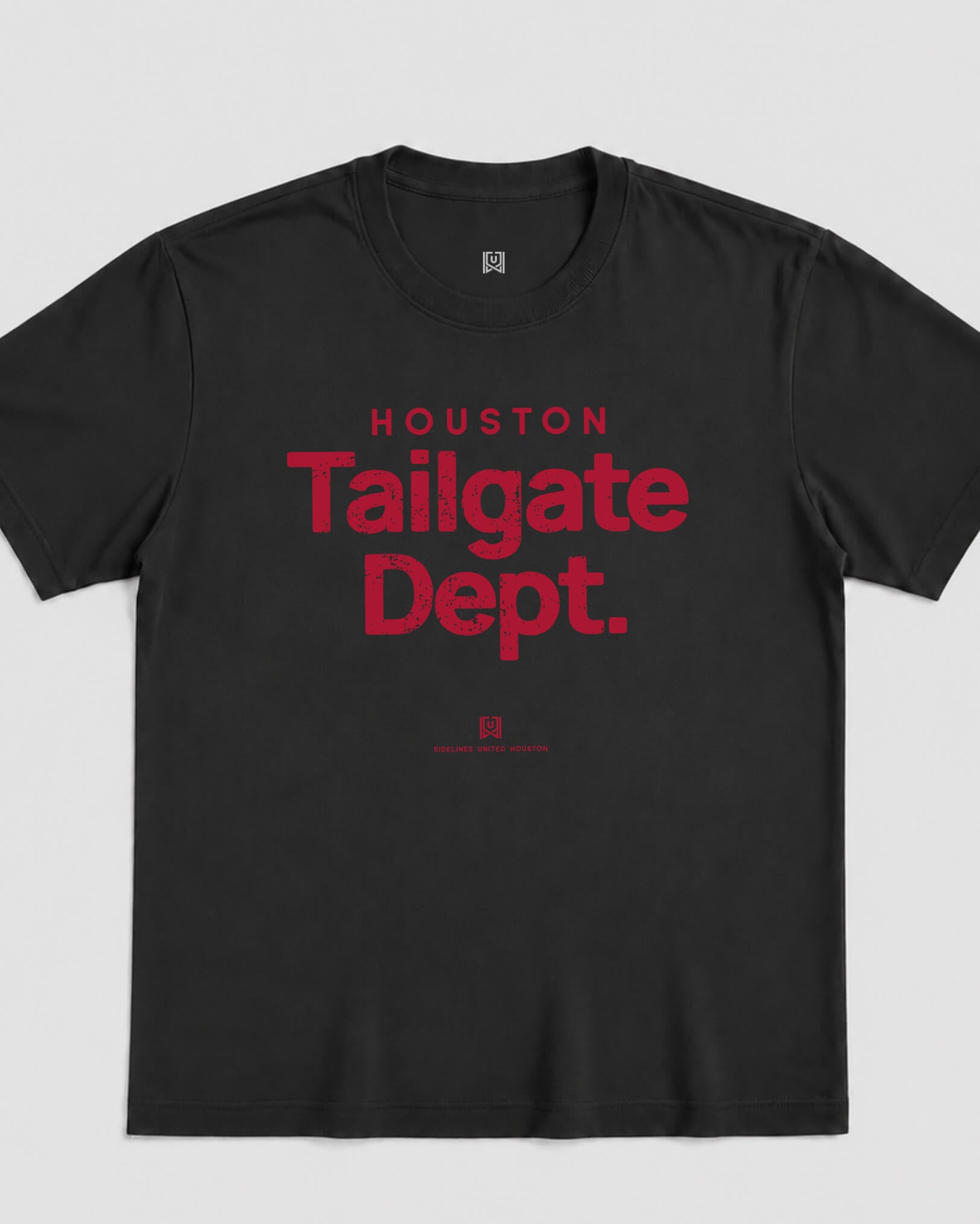 HOU Tailgate Dept Tee - Washed Black / Red - Flatlay