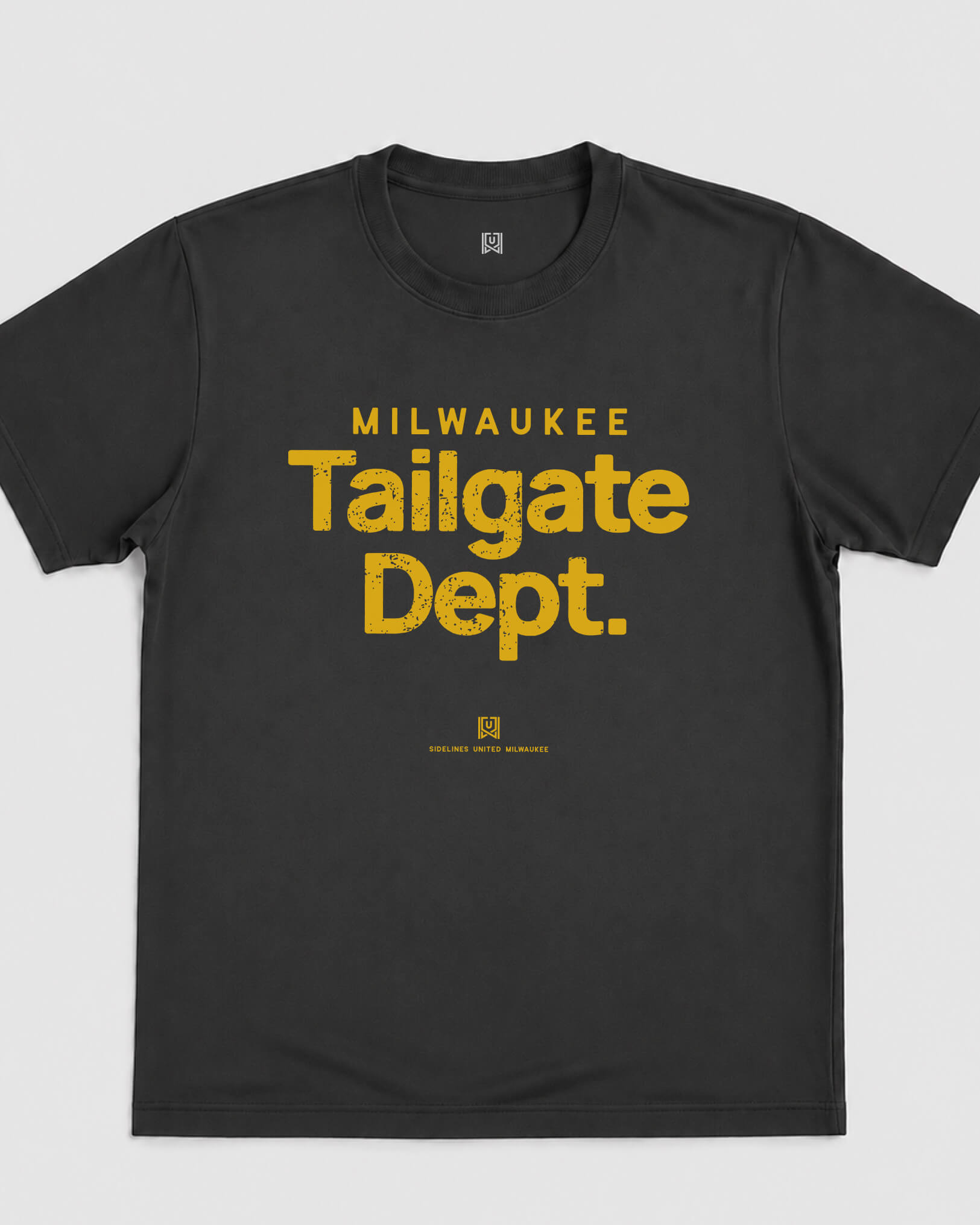 MKE Tailgate Dept Tee - Washed Black / Gold - Flatlay