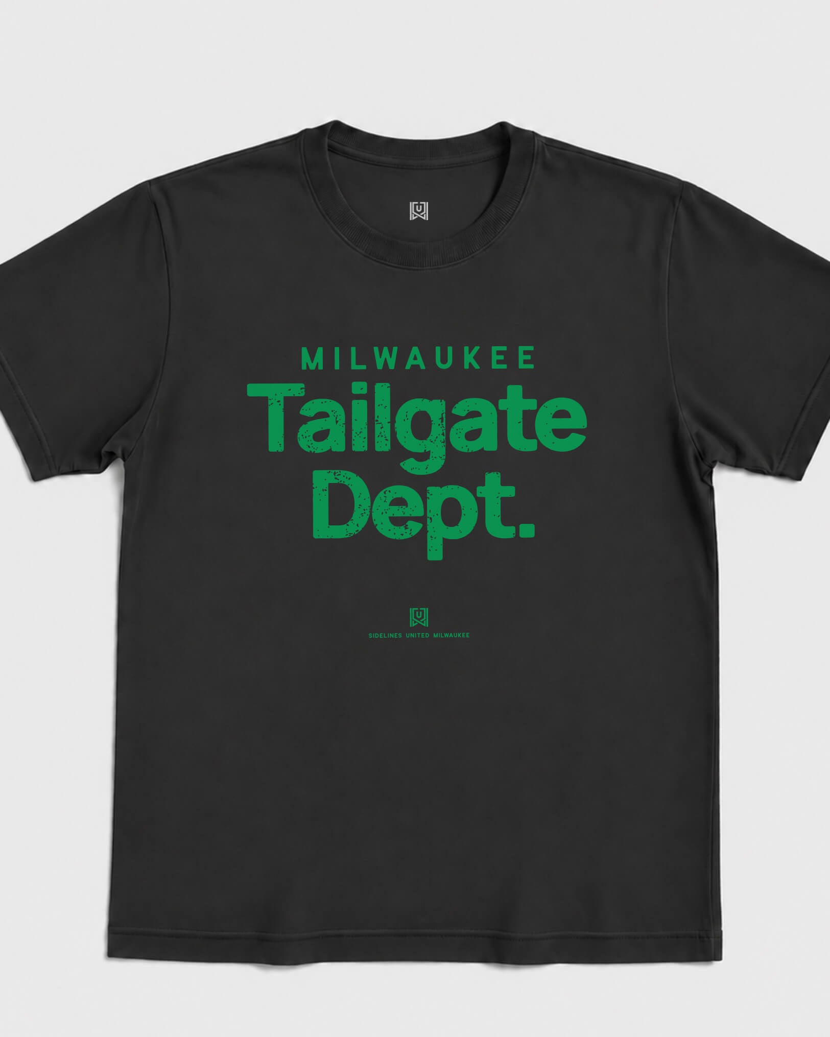 MKE Tailgate Dept Tee - Washed Black / Green - Flatlay