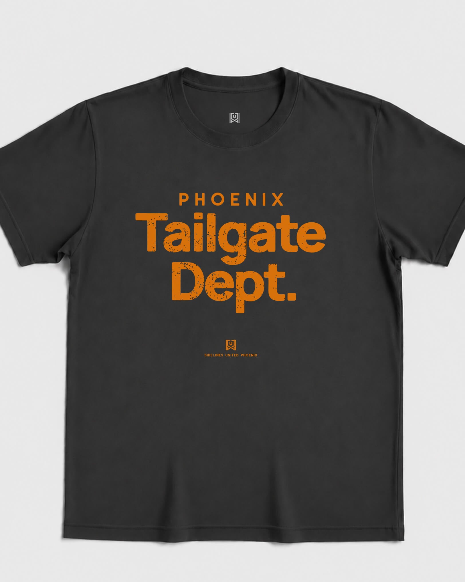 PHX Tailgate Dept Tee - Washed Black / Orange - Flatlay