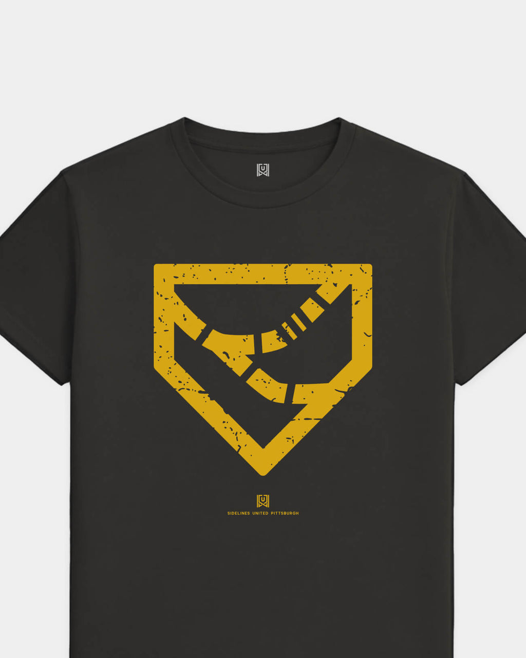 PGH Three Rivers Tee - Washed Black / Gold - Flatlay