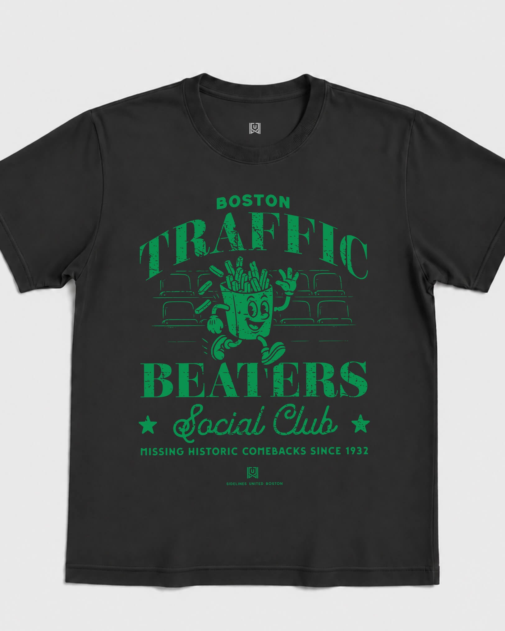 BOS Traffic Beaters Tee - Washed Black / Green - Flatlay