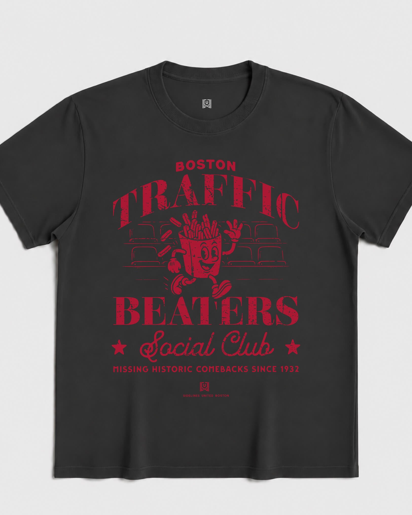 BOS Traffic Beaters Tee - Washed Black / Red - Flatlay