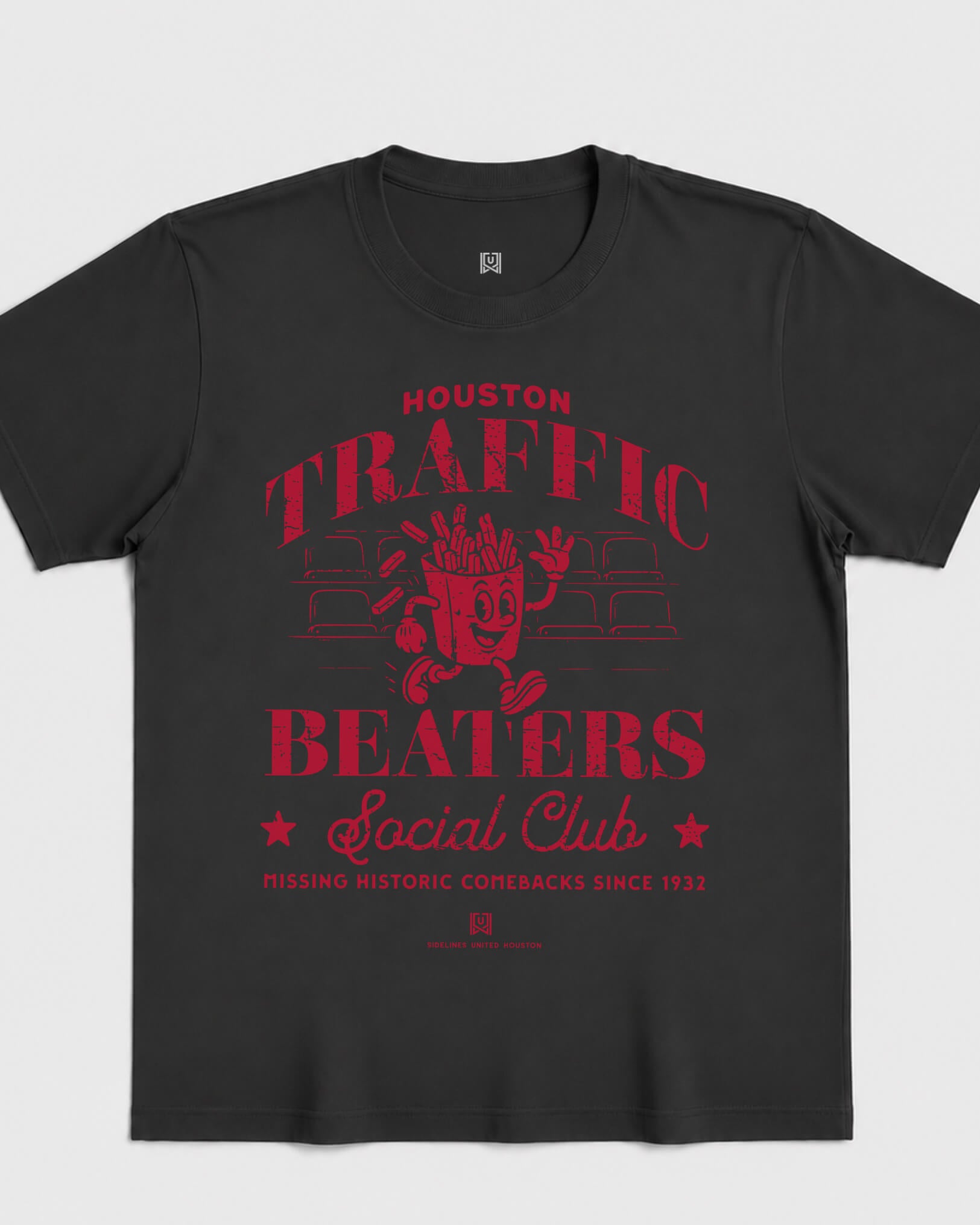 HOU Traffic Beaters Tee - Washed Black / Red - Flatlay