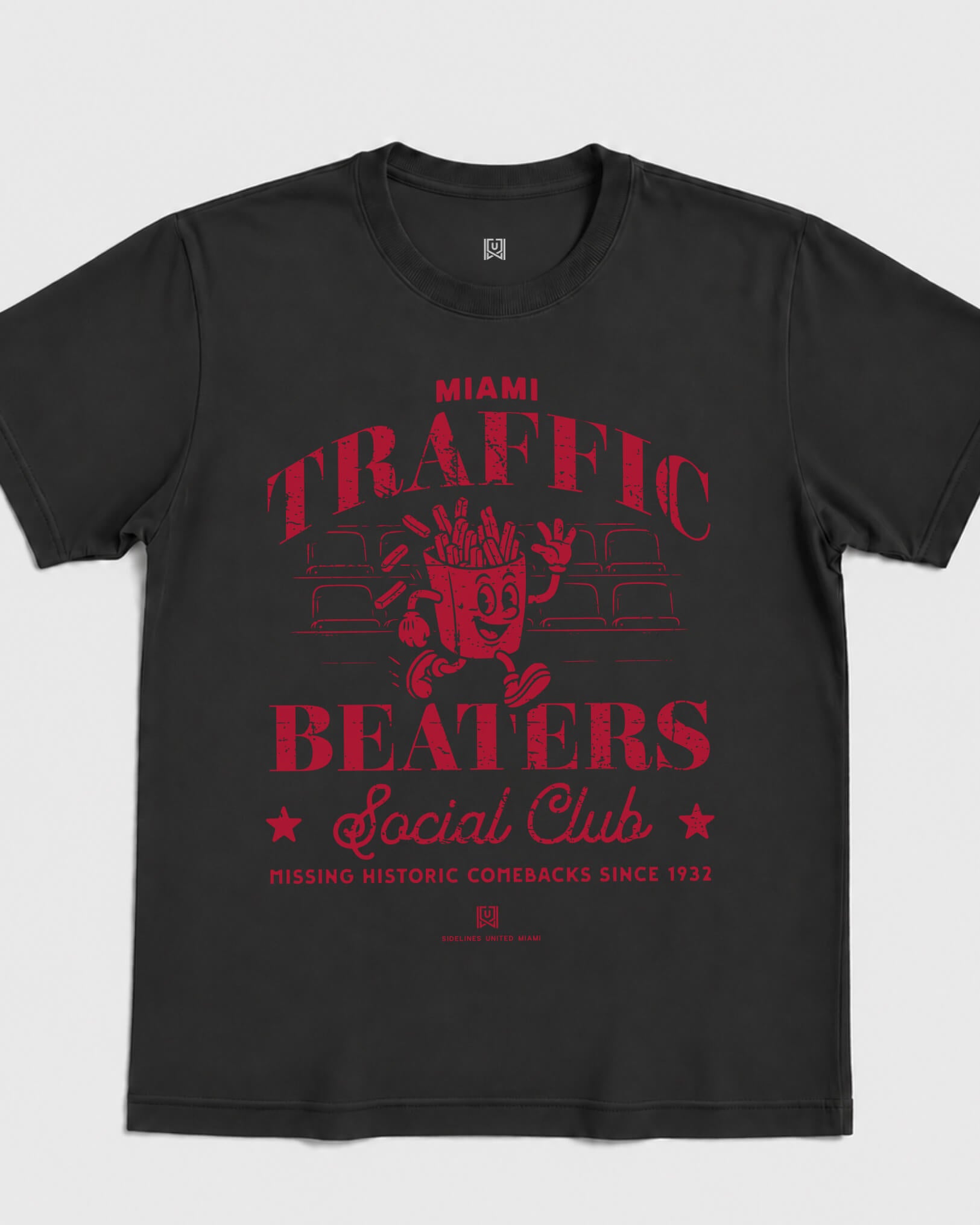MIA Traffic Beaters Tee - Washed Black / Red - Flatlay