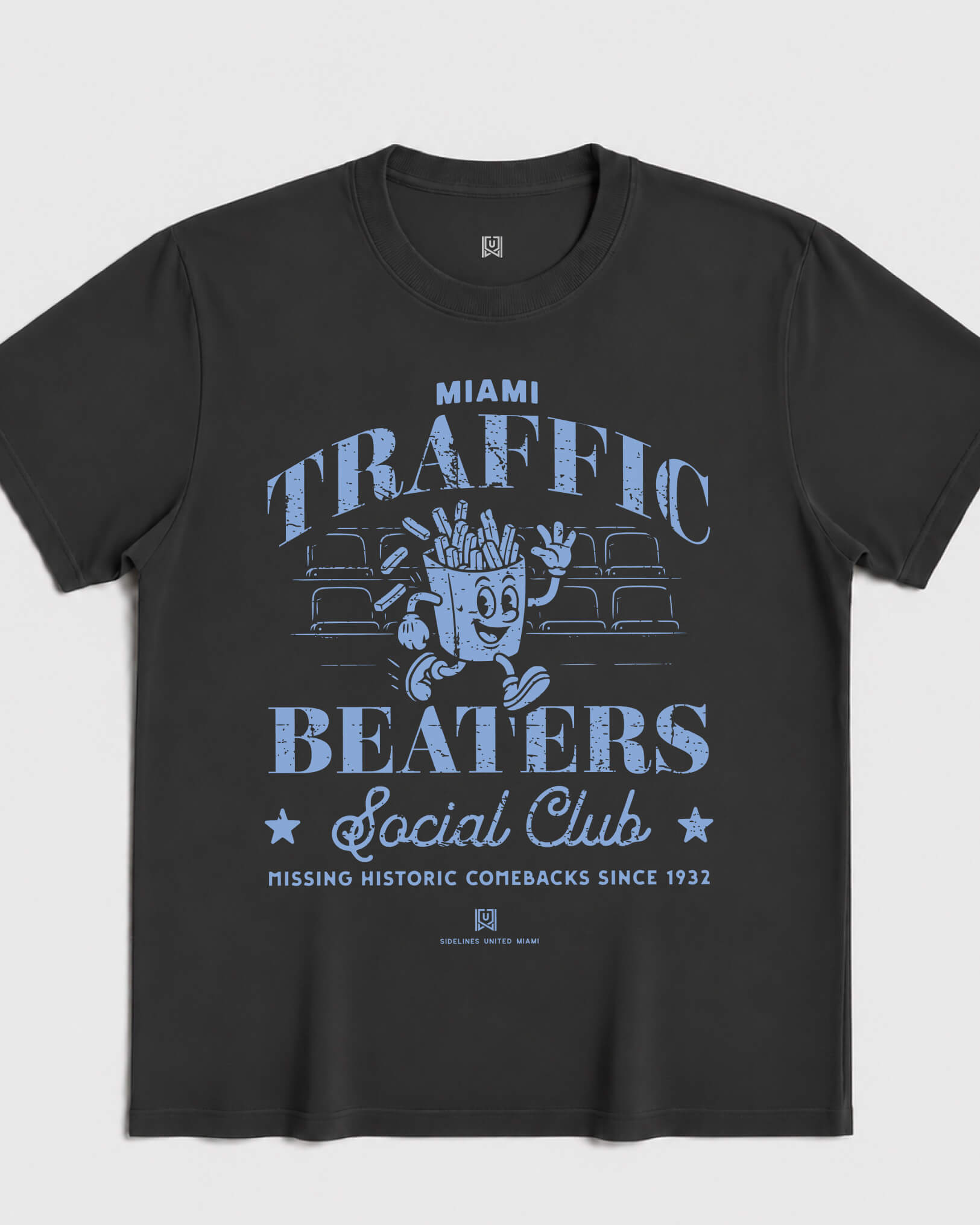 MIA Traffic Beaters Tee - Washed Black / Blue - Flatlay