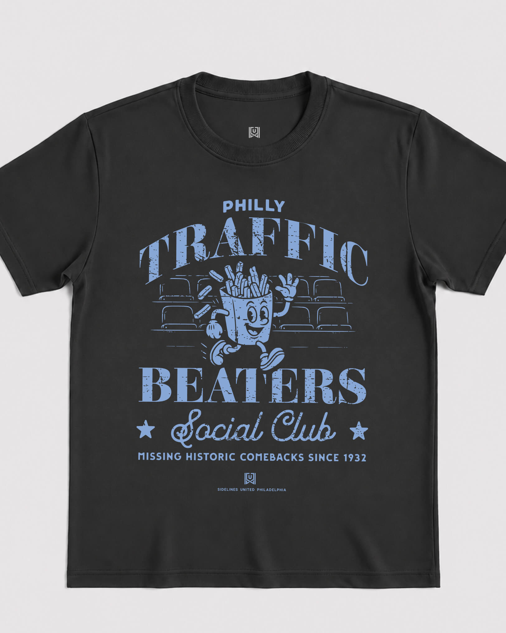 Philly Traffic Beaters Tee - Washed Black / Blue - Flatlay