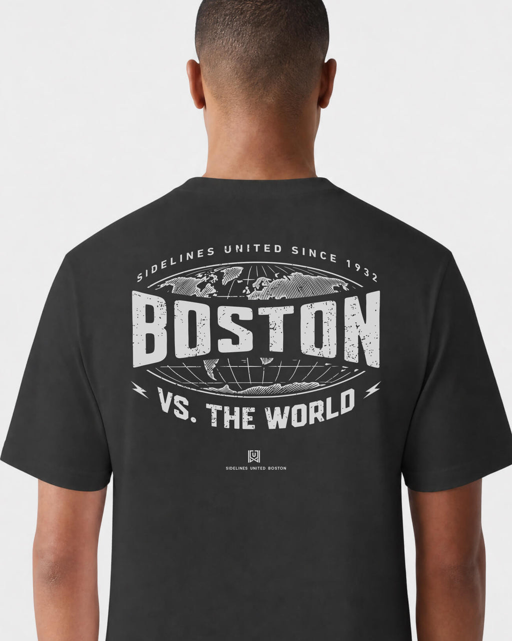 BOS VS the World Atlas Tee - Washed Black / White - Flatlay