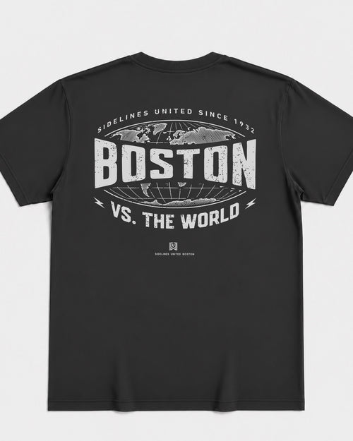 BOS VS the World Atlas Tee - Washed Black / White - Flatlay