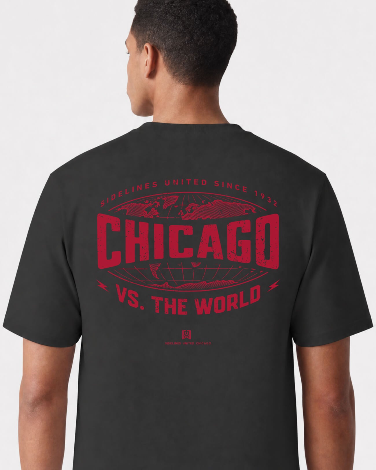 CHI VS the World Atlas Tee - Washed Black / Red - Flatlay