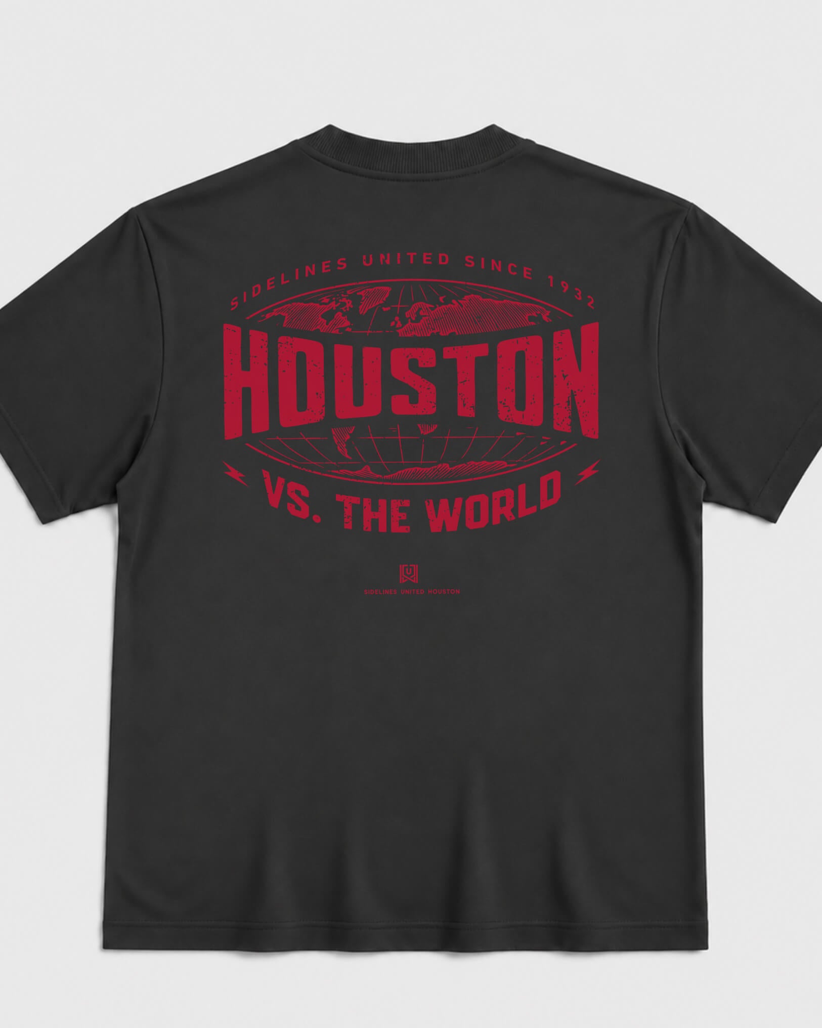 HOU VS the World Atlas Tee - Washed Black / Red - Flatlay